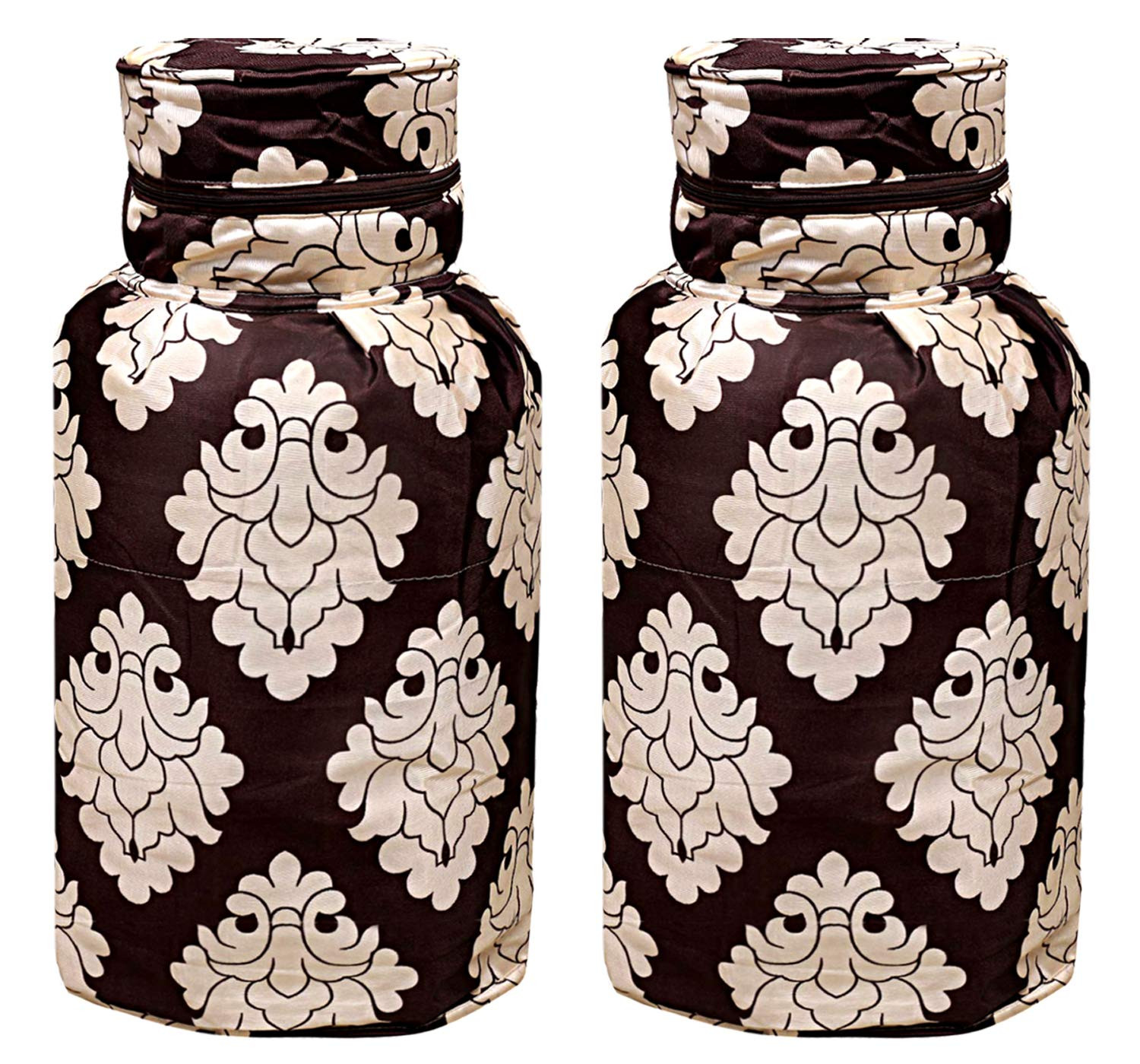 Kuber Industries Polyester Dust-Water Proof LPG Gas Cylinder Cover (Brown)-Pack of 2-KUBMART15482 (Model Number: KUBMART015482)