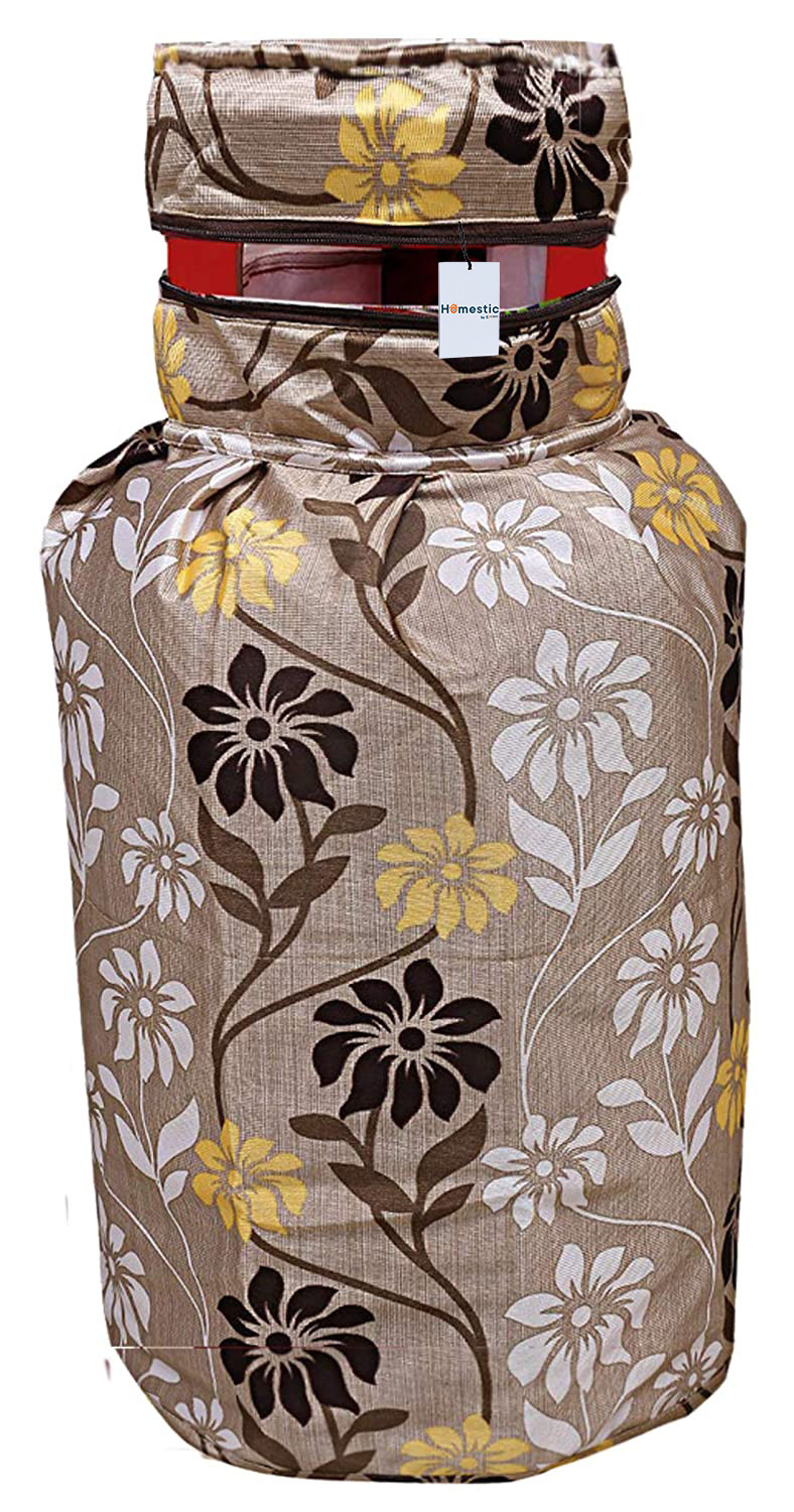 Kuber Industries Polyester Dust-Water Proof LPG Gas Cylinder Cover (KUBMART015488_Brown)