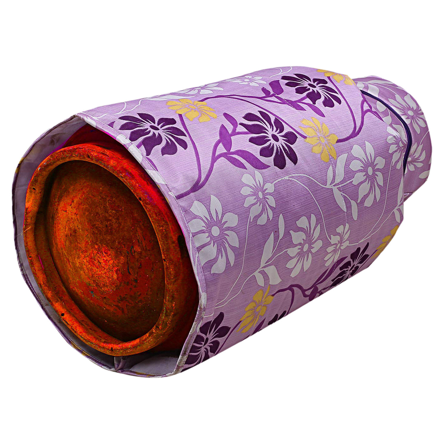 Kuber Industries polyester Floral Print Waterproof and Dustproof Cylinder Cover For Home & Kitchen (Purple)