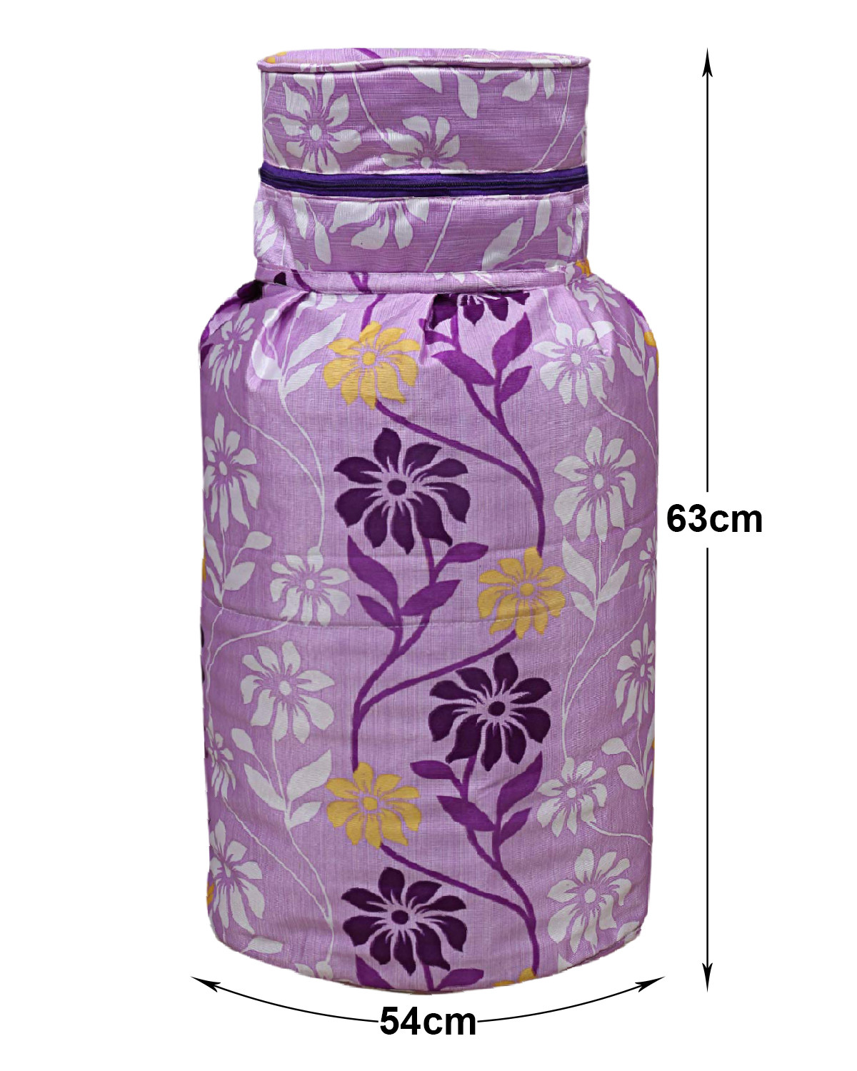 Kuber Industries polyester Floral Print Waterproof and Dustproof Cylinder Cover For Home & Kitchen Pack of 2 (Purple)