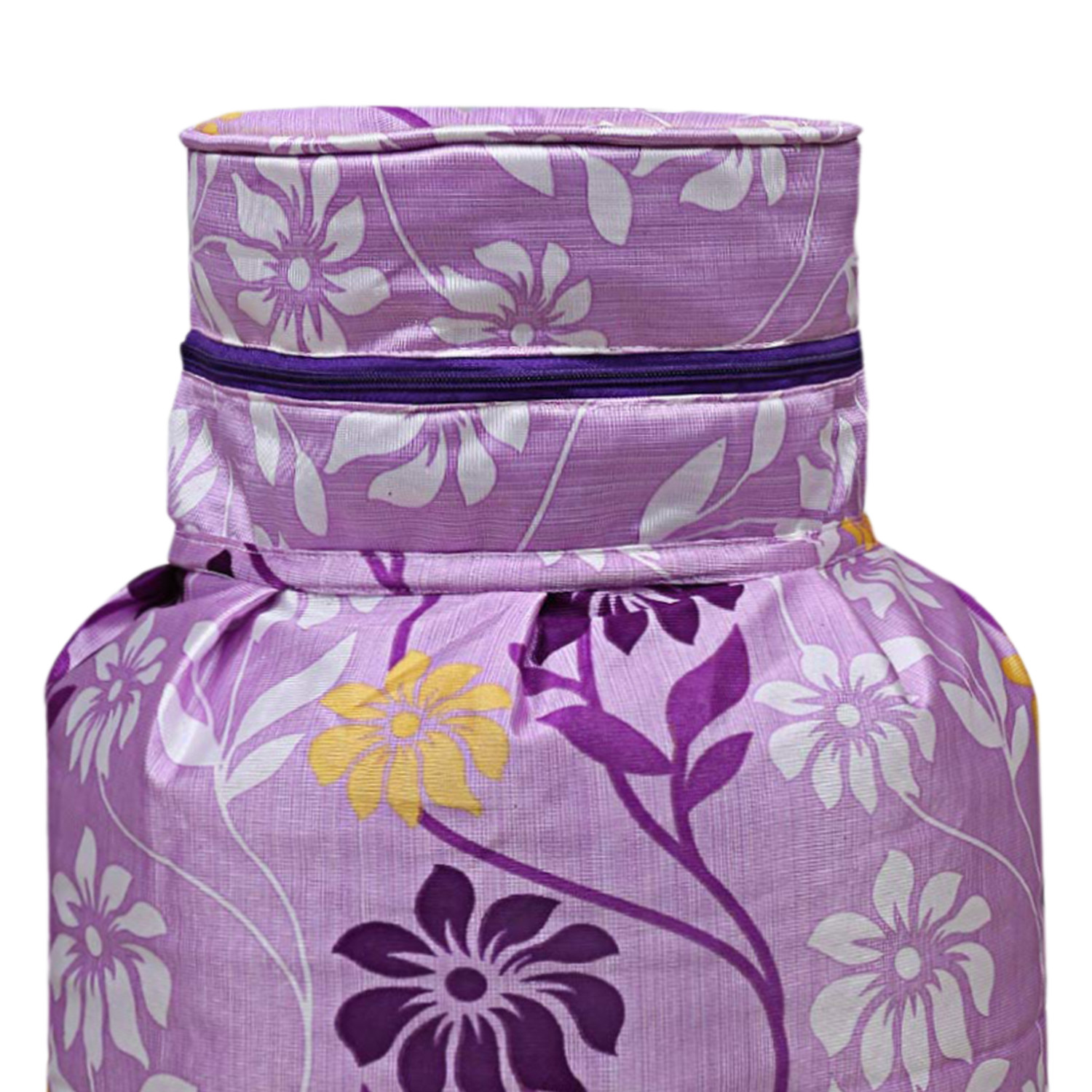 Kuber Industries polyester Floral Print Waterproof and Dustproof Cylinder Cover For Home & Kitchen Pack of 2 (Purple)