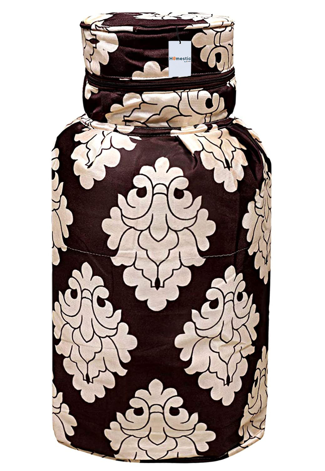 Kuber Industries Polyester Floral Print Zippered Propane Tank Cover/LPG Gas Cylinder Cover (Brown)-KUBMART15487