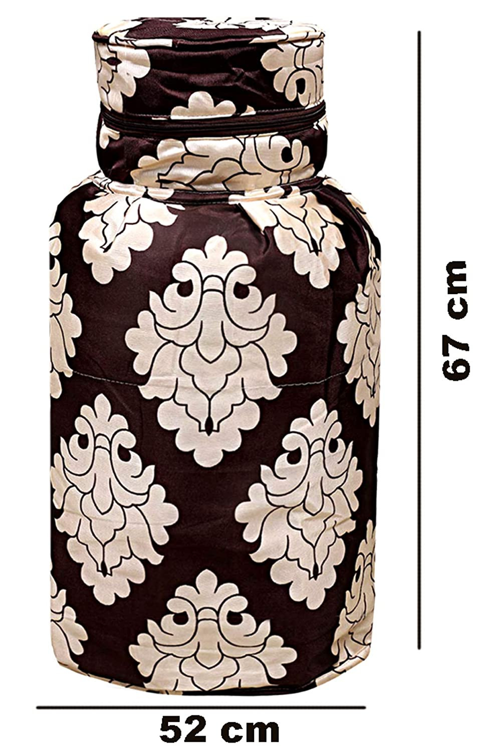 Kuber Industries Polyester Floral Print Zippered Propane Tank Cover/LPG Gas Cylinder Cover (Brown)-KUBMART15487