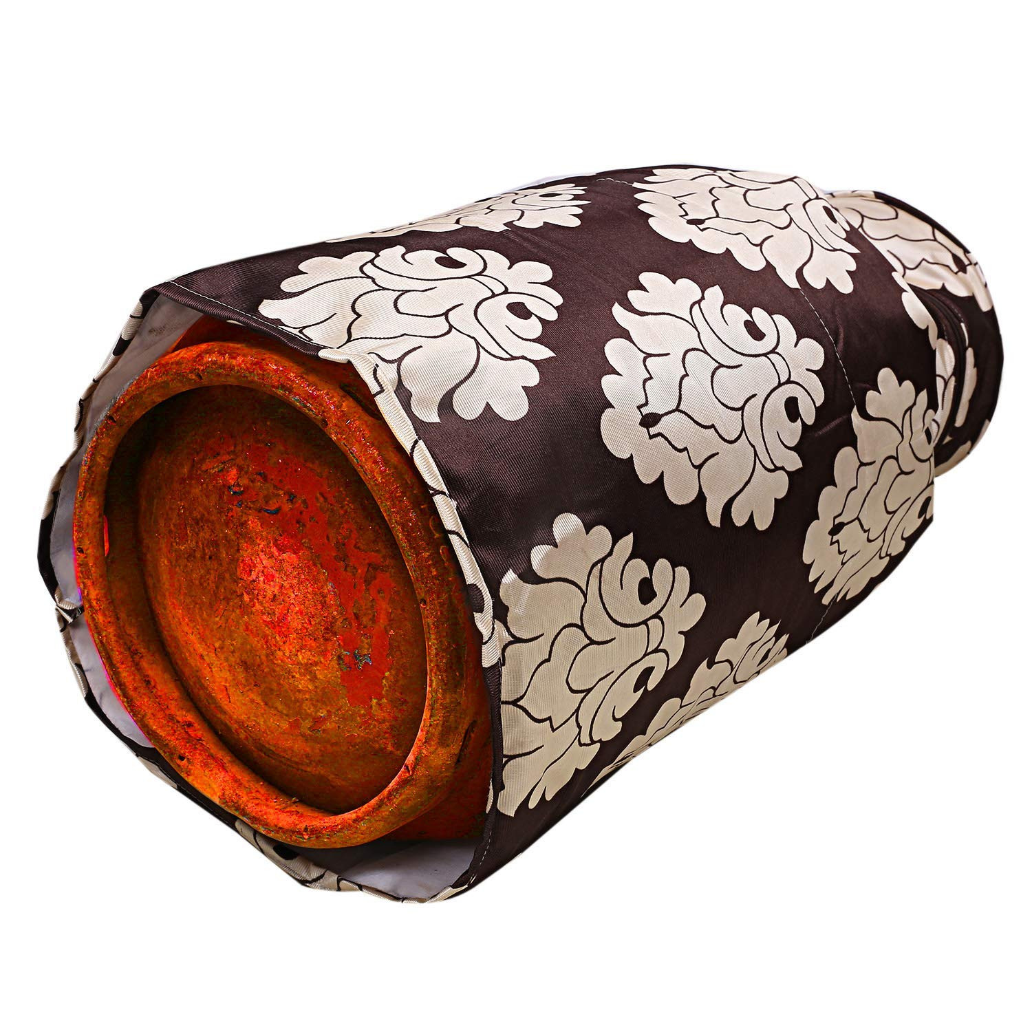 Kuber Industries Polyester Floral Print Zippered Propane Tank Cover/LPG Gas Cylinder Cover (Brown)-KUBMART15487