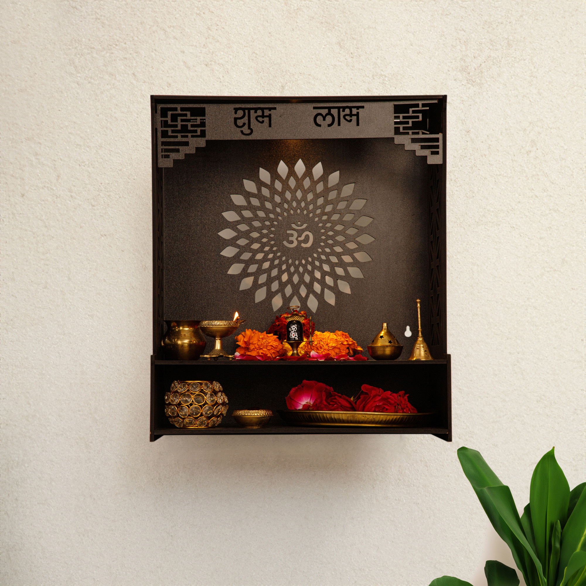 Kuber Industries Pooja Mandir | Pooja Stand for Home | Temple for Home and Office | Wall Mounted Home Temple | Pooja Mandir Stand for Home | Subh Labh Temple | Weinge