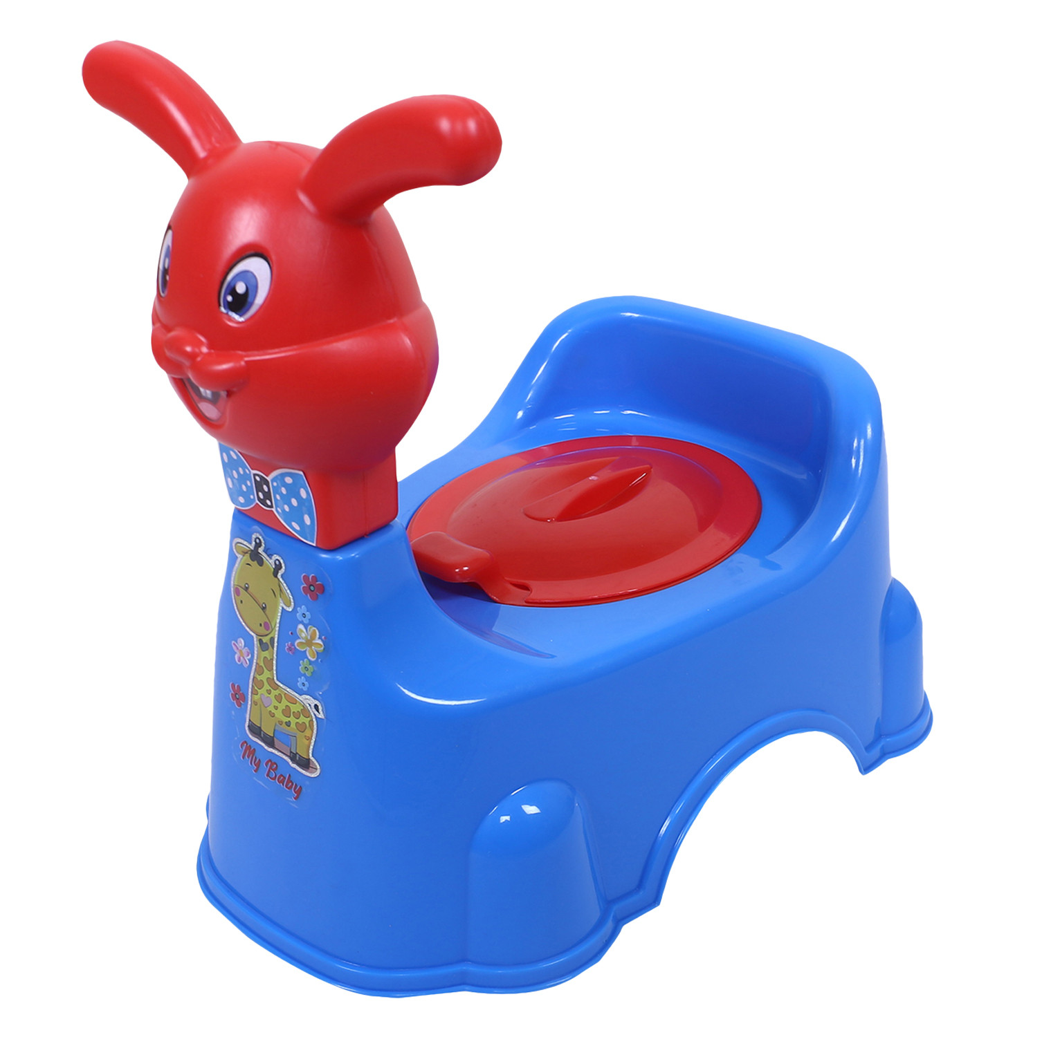 Kuber Industries Potty Toilet Trainer Seat | Plastic Potty Training Seat | Baby Potty Seat | Potty Seat For Child | Potty Training Seat for Kids | Rabbit Design | Red & Blue