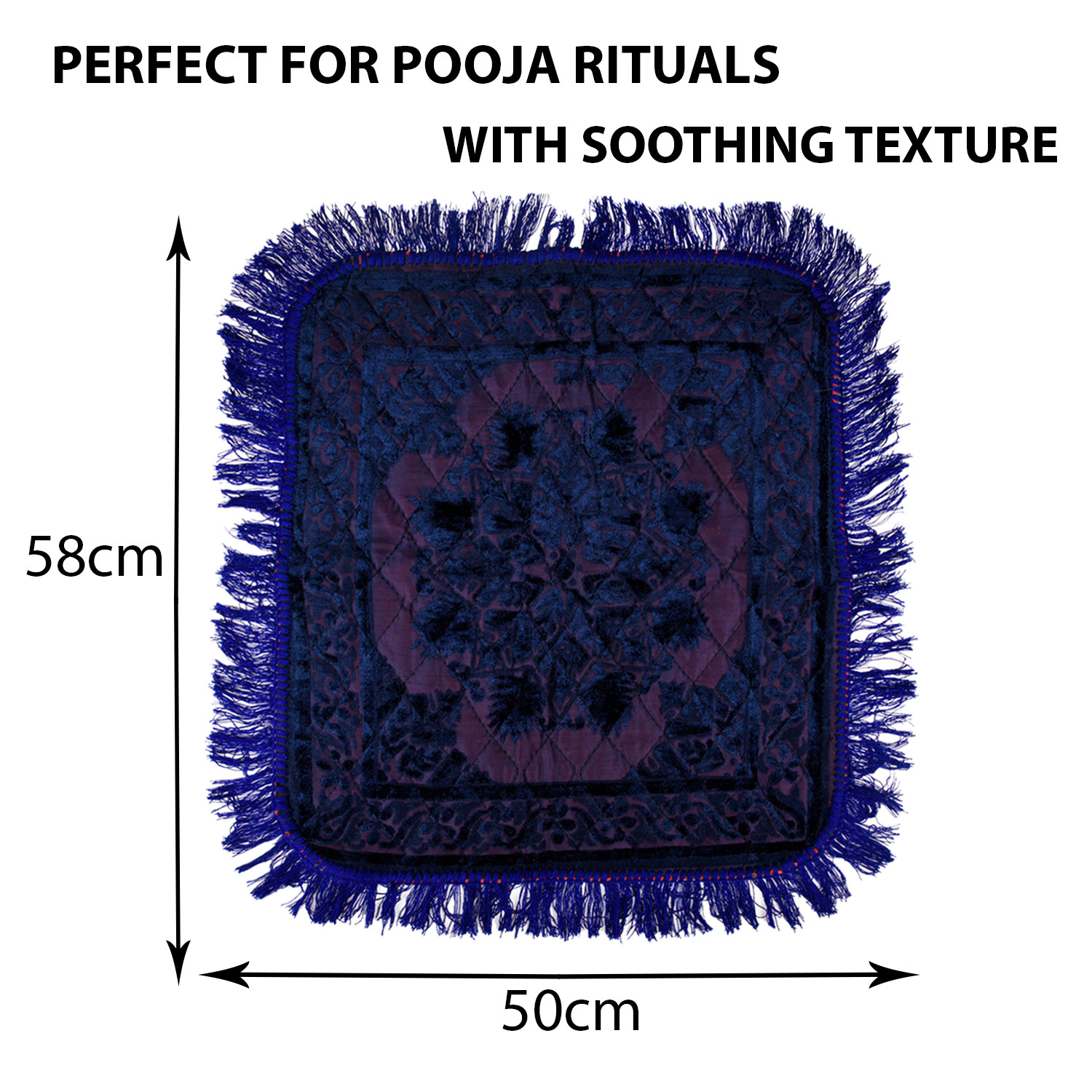 Kuber Industries Prayer Mat | Velvet Aasan Mat | Meditation Prayer Pooja Carpet Mat | Aasan Mat for Pooja | Self Pooja Prayer Mat | Traditional Aasan Prayer Mat | Blue