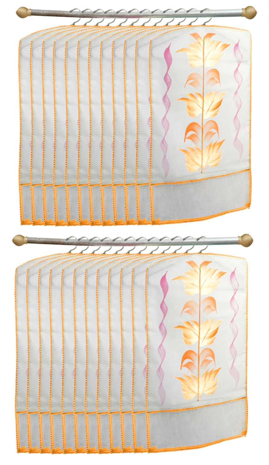 Kuber Industries Printed Non Woven Hanging Saree Cover Wardrobe Organiser (Cream) -CTKTC38941