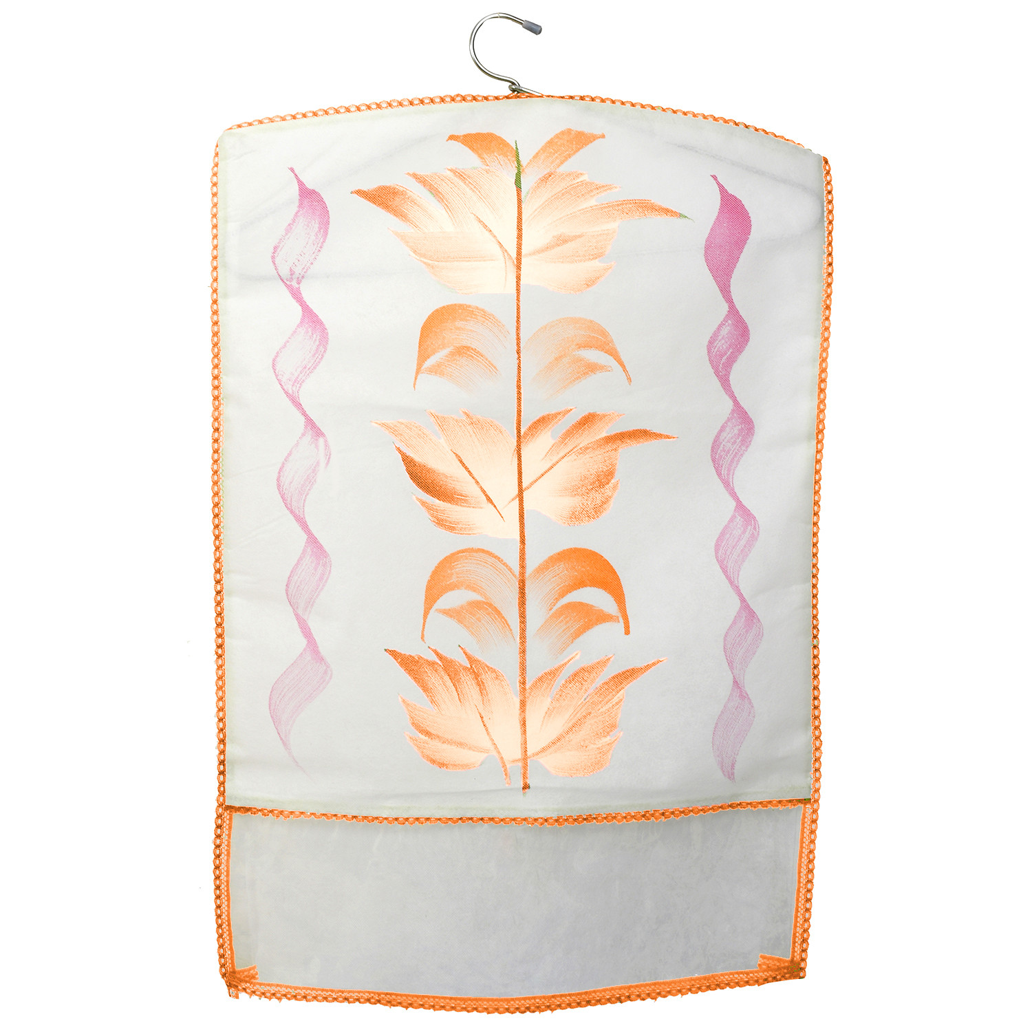 Kuber Industries Printed Non Woven Hanging Saree Cover Wardrobe Organiser (Orange) -CTKTC38905