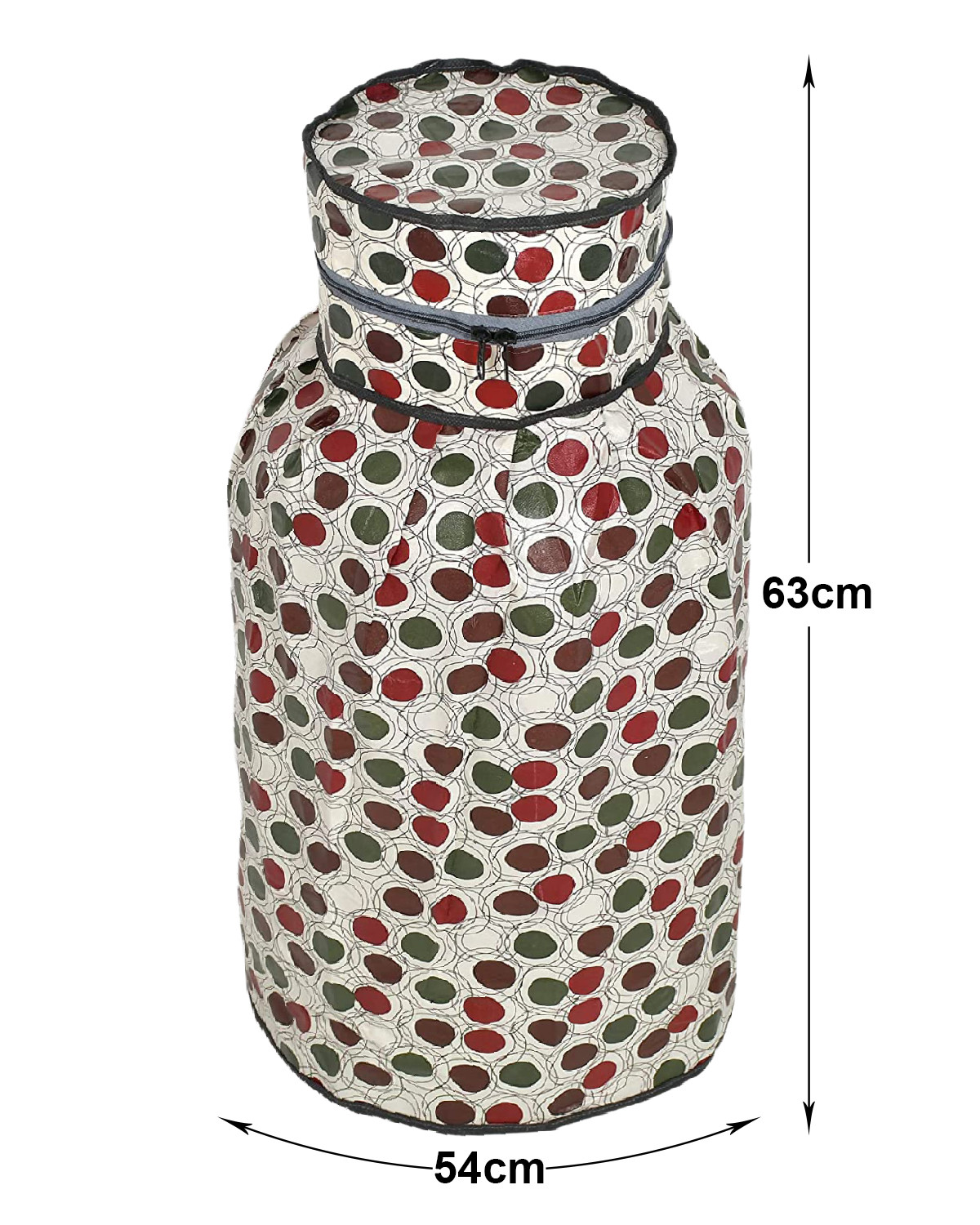 Kuber Industries PVC Circle Print Waterproof and Dustproof Cylinder Cover For Home & Kitchen Pack of 2 (Cream)