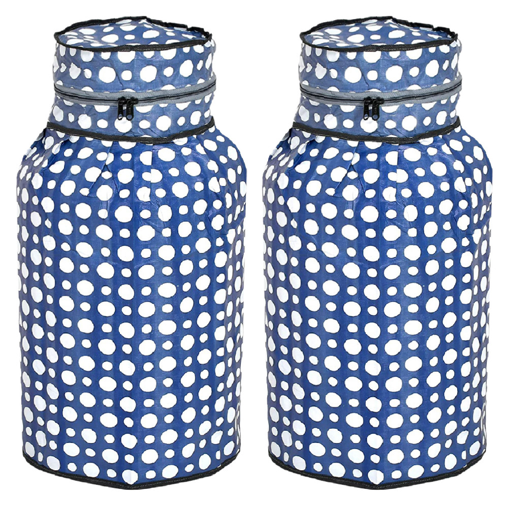 Kuber Industries PVC Dot Print Waterproof and Dustproof Cylinder Cover For Home &amp; Kitchen Pack of 2 (Blue)
