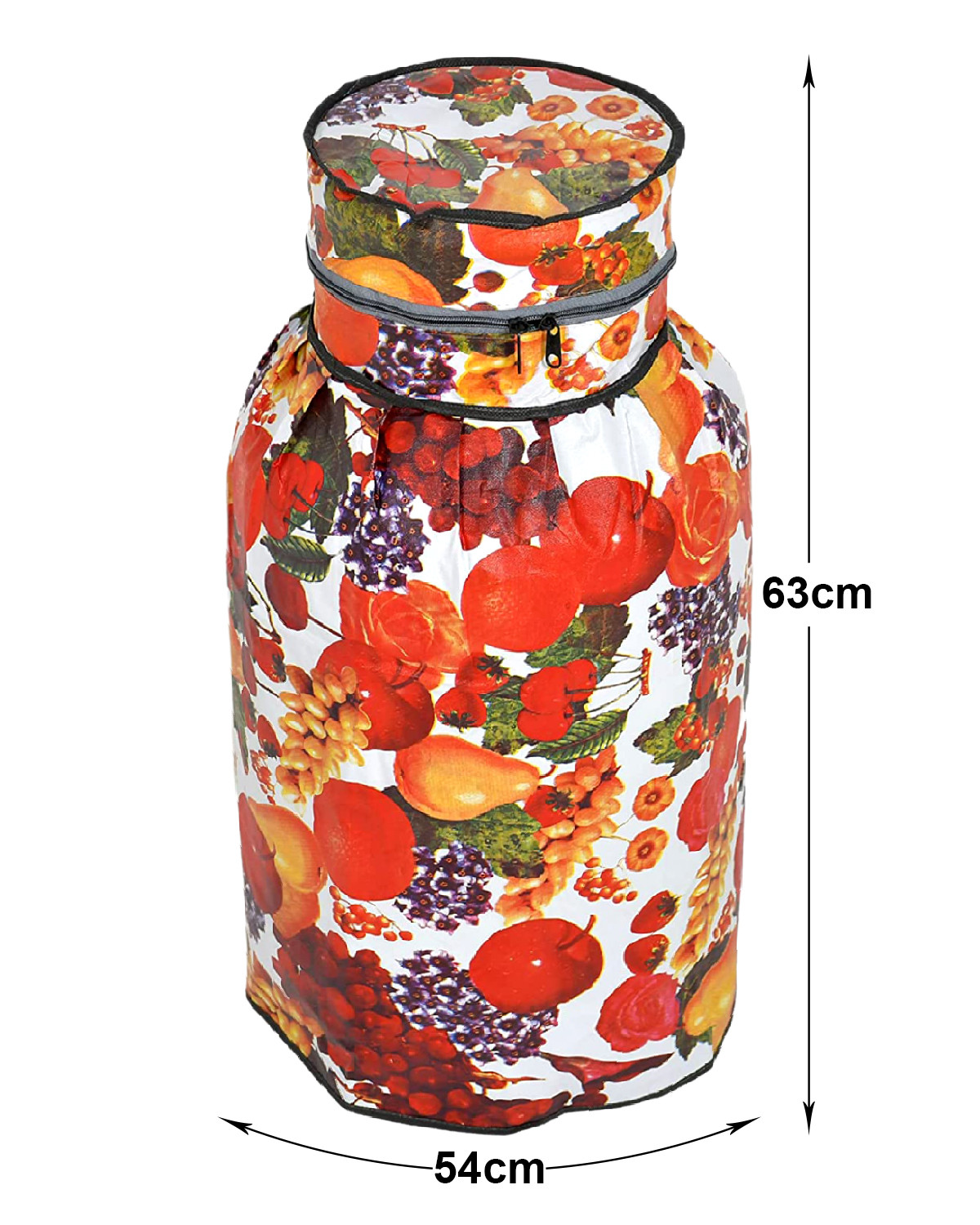 Kuber Industries PVC Fruits Print Waterproof and Dustproof Cylinder Cover For Home & Kitchen Pack of 2 (Red)