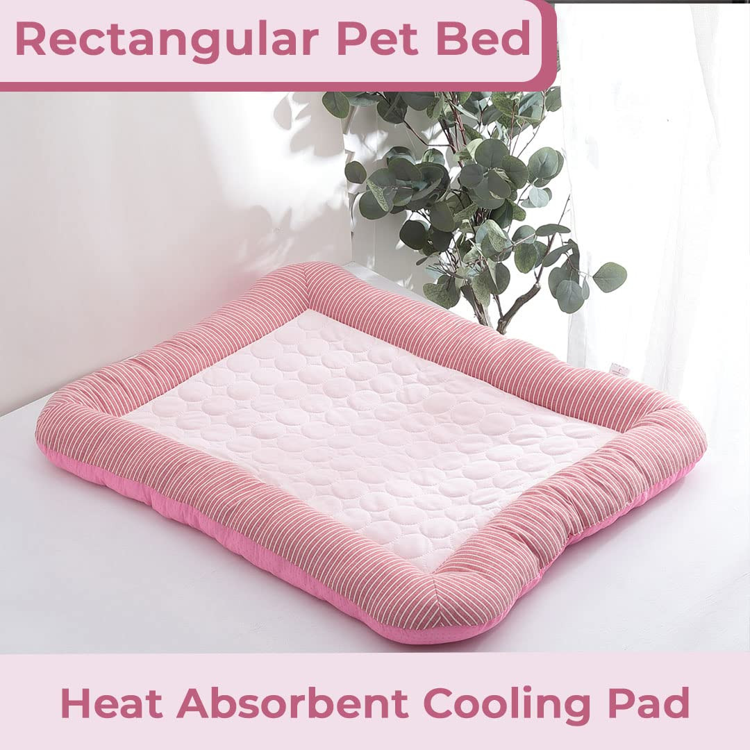 Kuber Industries Rectangular Dog & Cat Bed|Yarn Dyed Oxford Cloth|Nylon and Polyester with Cotton Filling|Self-Cooling Bed for Dog & Cat|Small Light-Weight & Durable Dog Bed|ZQCJ005P-S|Pink