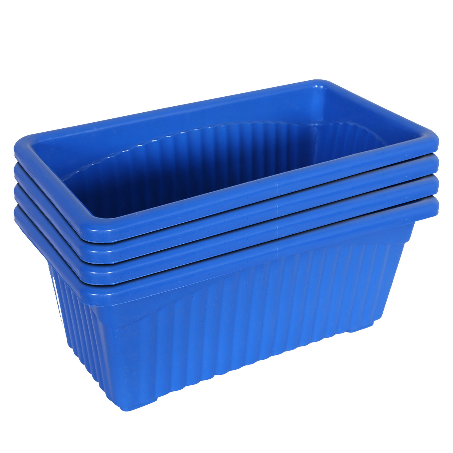 Kuber Industries Rectangular Jupiter Plastic Window Pot|Flower Planter for Home & Balcony,Garden 14 Inches (Blue)