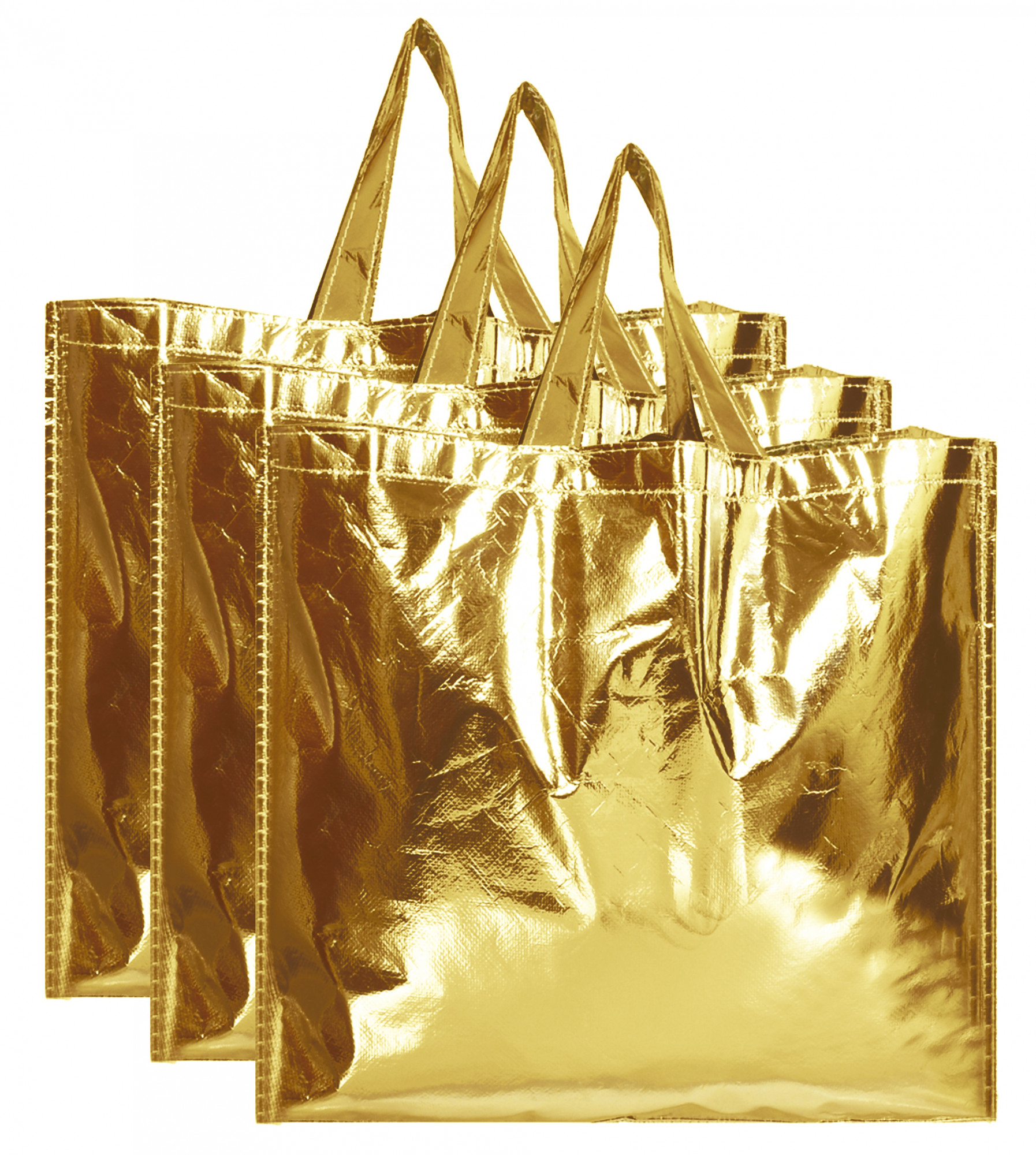 Kuber Industries Reusable Large Size Grocery Bag Shopping Bag with Handle, Non-woven Gift Bag Goodies Bag Gold Tote Bag-(Gold)