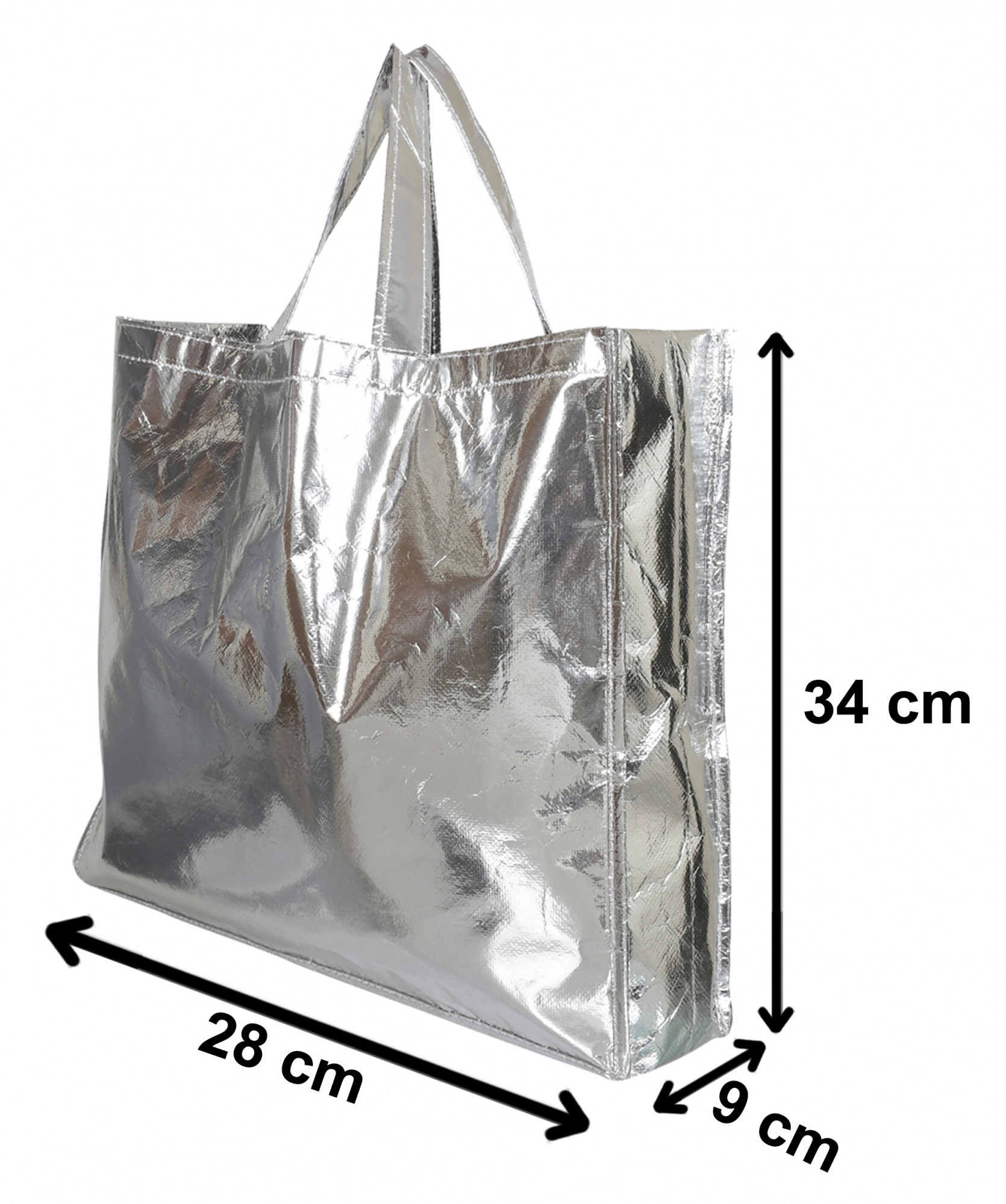 Kuber Industries Reusable Small & Large Size Grocery Bag Shopping Bag with Handle, Non-woven Gift Bag Goodies Bag Silver Tote Bag-(Silver)