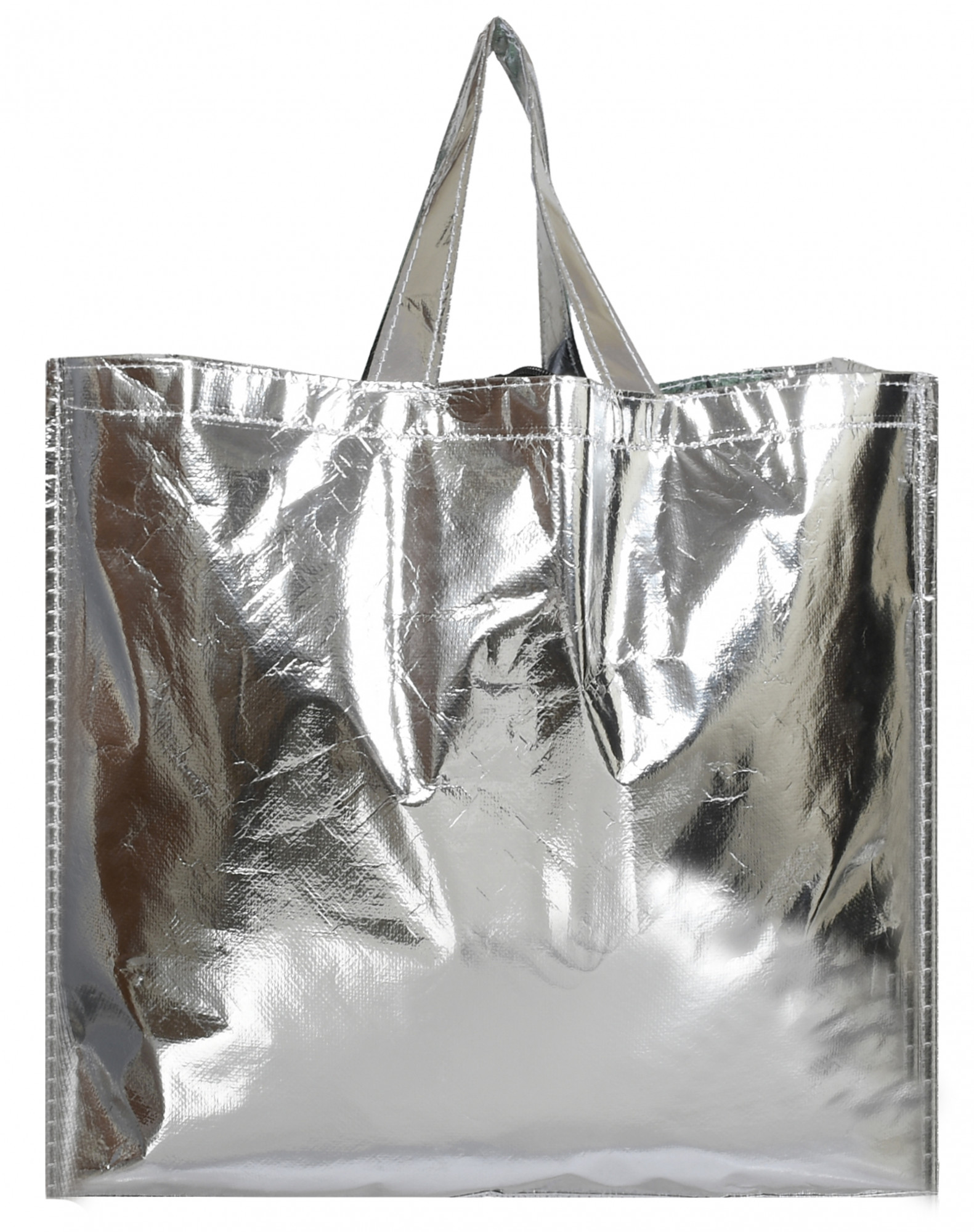 Kuber Industries Reusable Small & Large Size Grocery Bag Shopping Bag with Handle, Non-woven Gift Bag Goodies Bag Silver Tote Bag-(Silver)