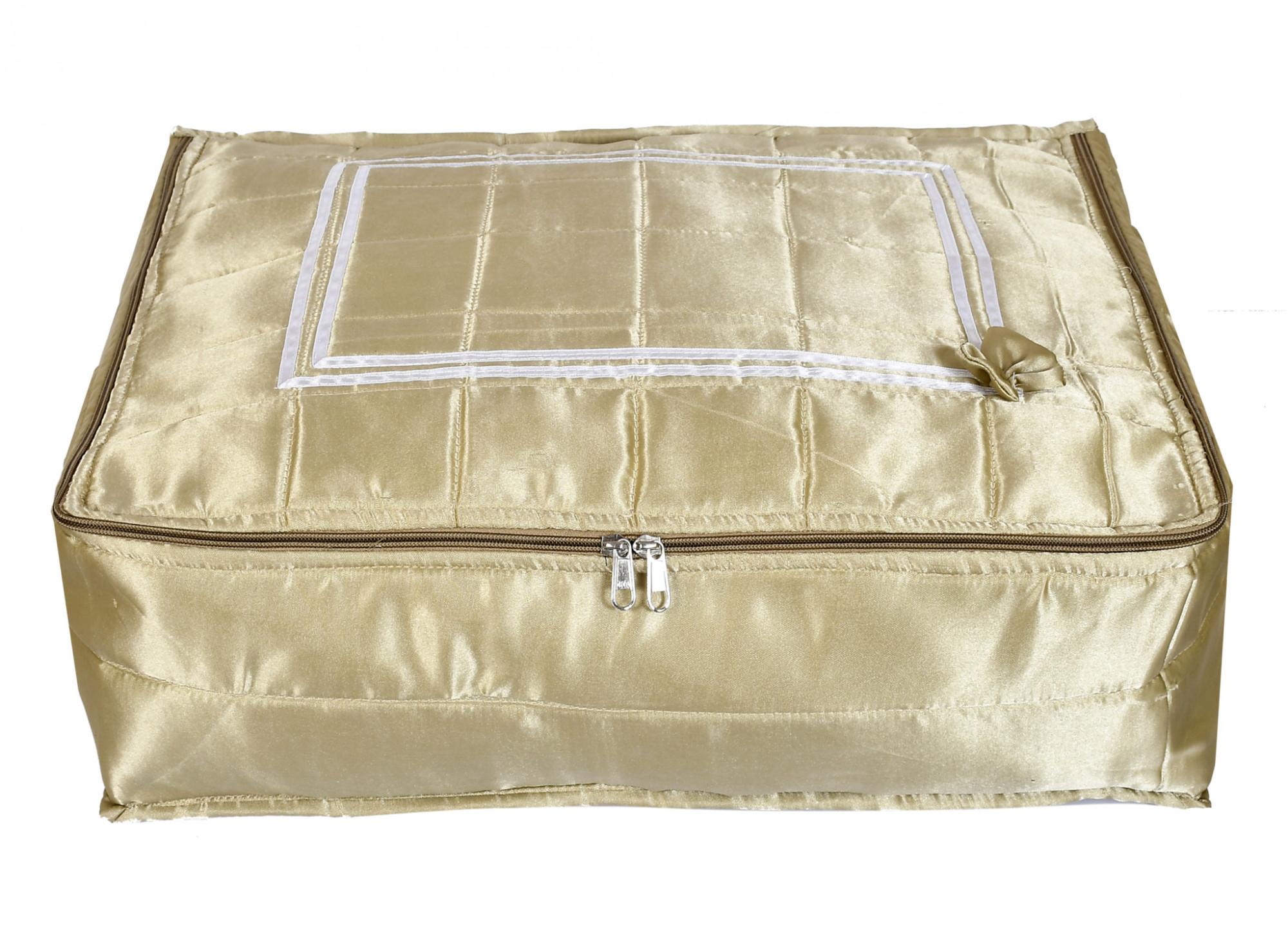 Kuber Industries Saree Cover, Wardrobe Organizer,Saree Storage Bag With 12 Flap in One Bag (Cream)-HS_38_KUBMART21755