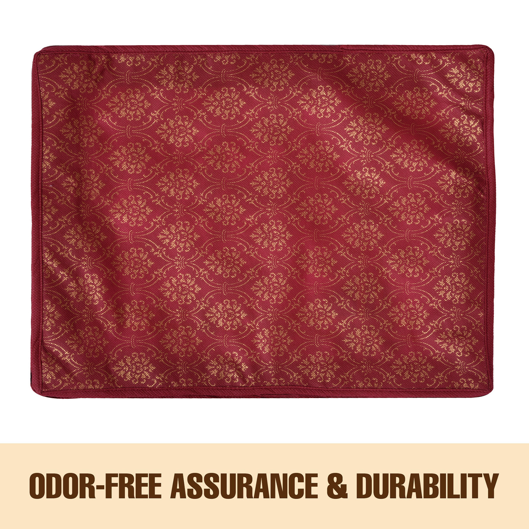 Kuber Industries Saree Storage Bag | Clothes Storage Bag | Wardrobe Storage Bag | Cloth Storage Organizer | Top Visible Window Saree Bag | Bow Golden Printed | 6 Inch |Maroon