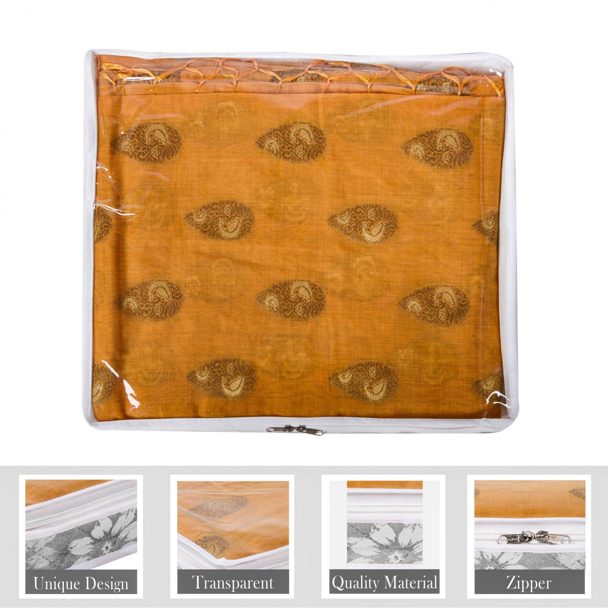 Kuber Industries Saree Storage Bag | Waterproof Saree Bag | Wardrobe Storage Bag | Top Visible Window Saree Bag | Cloth Organizer | Flower Quilted Storage Bag | 3 Inch |Gray