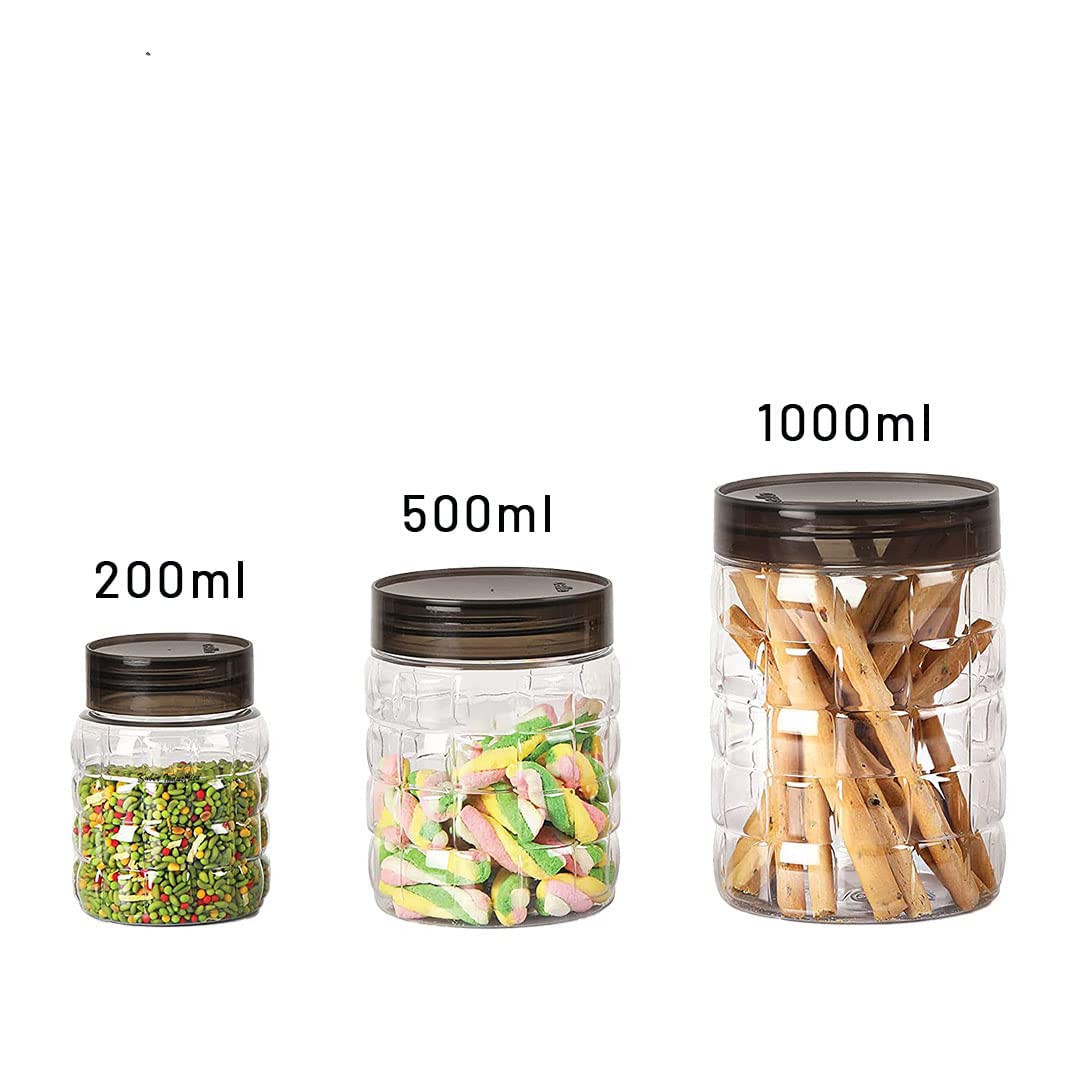 Kuber Industries Set of 12 Plastic Container Set | 1000ml, 500ml, 200ml I PET, Food Grade Plastic, 100% BPA Free | Airtight Container Set for Kitchen Storage |Small to Large, Transparent