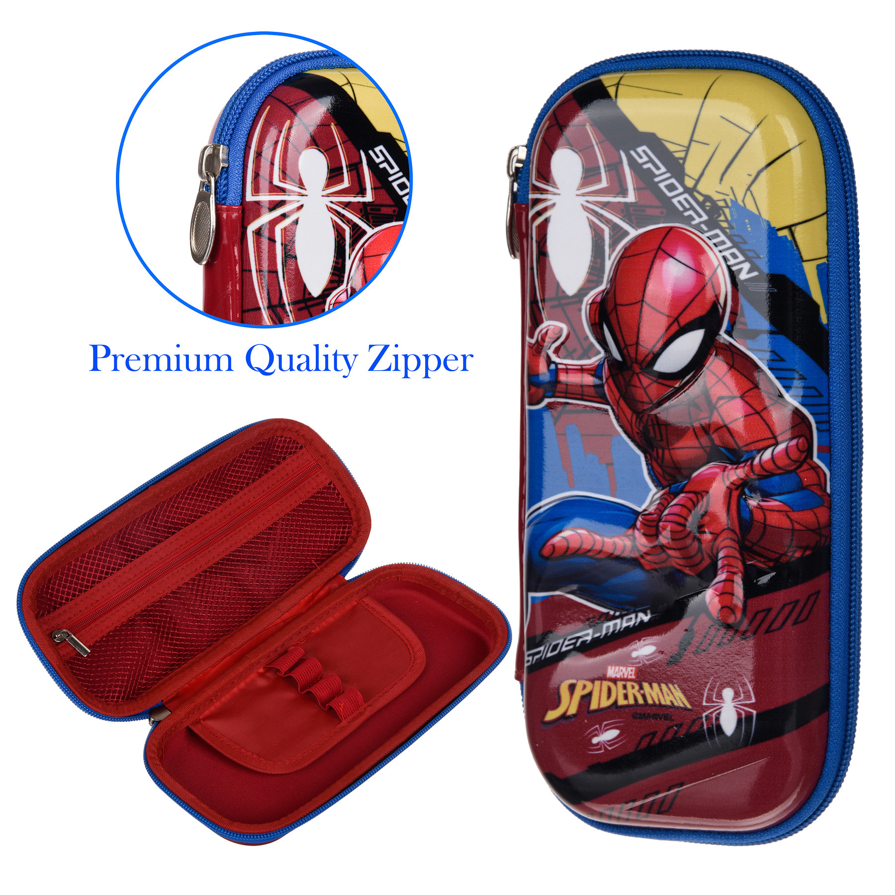 Kuber Industries Set of 3 School Bag-Lunch Bag & Geometry Box Combo Set | Kids & Childrens 3 in 1 School Bags Set | Bag with Lunch Bag & Pencil Pouch Set | Marvel Spider-Man | Multicolor