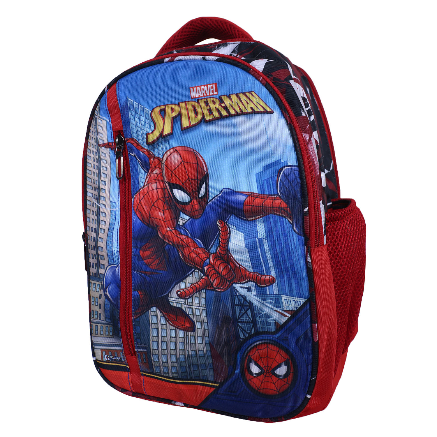 Kuber Industries Set of 3 School Bag-Lunch Bag & Geometry Box Combo Set | Kids & Childrens 3 in 1 School Bags Set | Bag with Lunch Bag & Pencil Pouch Set | Marvel Spider-Man | Multicolor