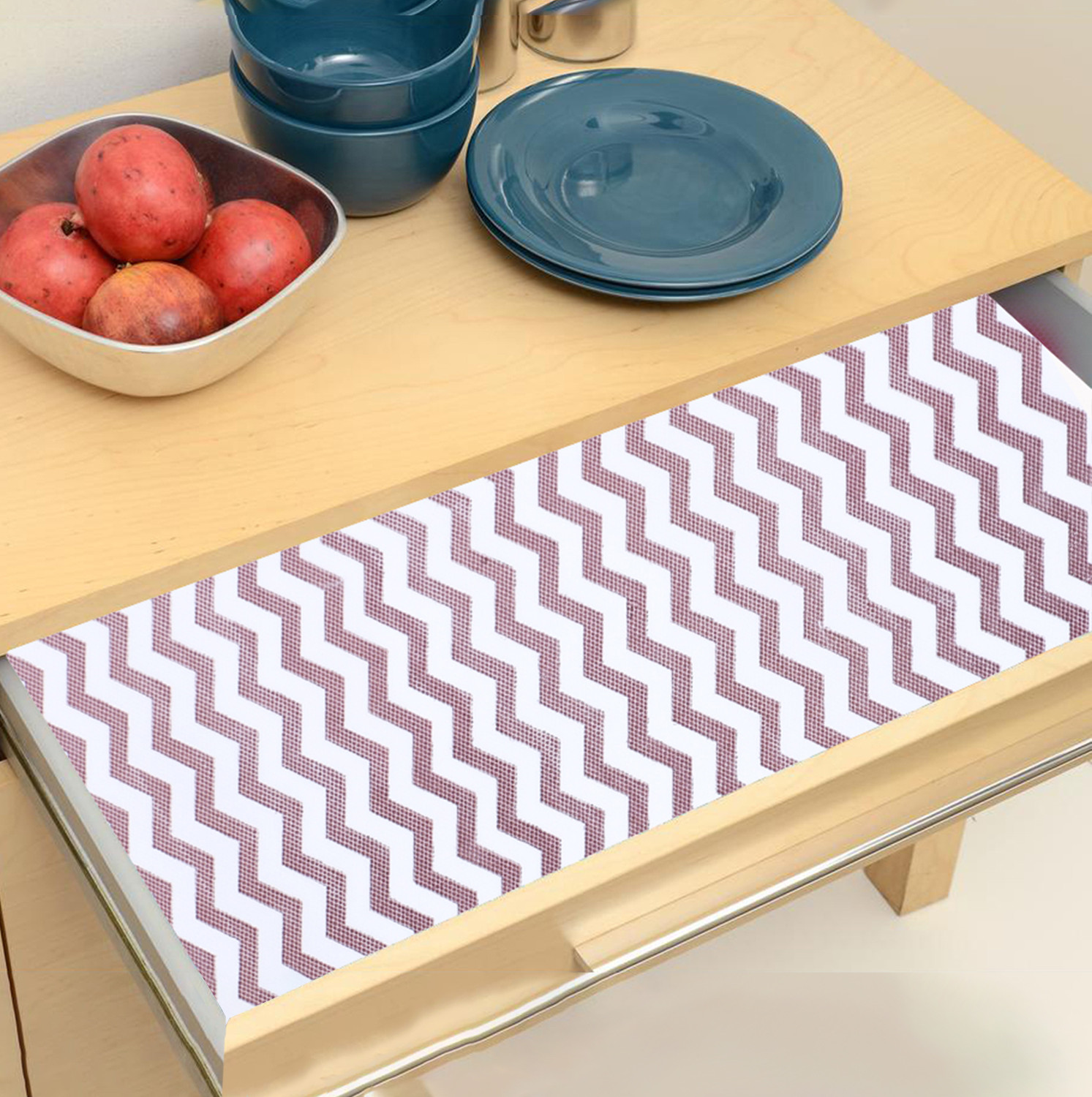 Kuber Industries Shelf Liner | EVA Kitchen Cabinet Shelf Mat | Anti-Slip Bathroom Mat | Fridge Mat | Table Mat | Zig Zag Design Wardrobe Mat | 3 Meter | Brown