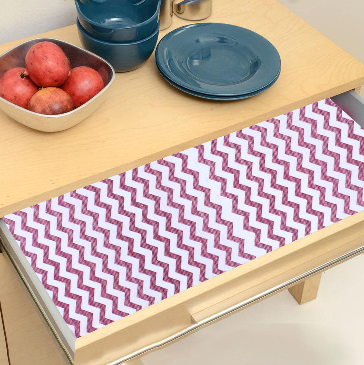 Kuber Industries Shelf Liner | EVA Kitchen Cabinet Shelf Mat | Anti-Slip Bathroom Mat | Fridge Mat | Table Mat | Zig Zag Design Wardrobe Mat | 10 Meter | Pink