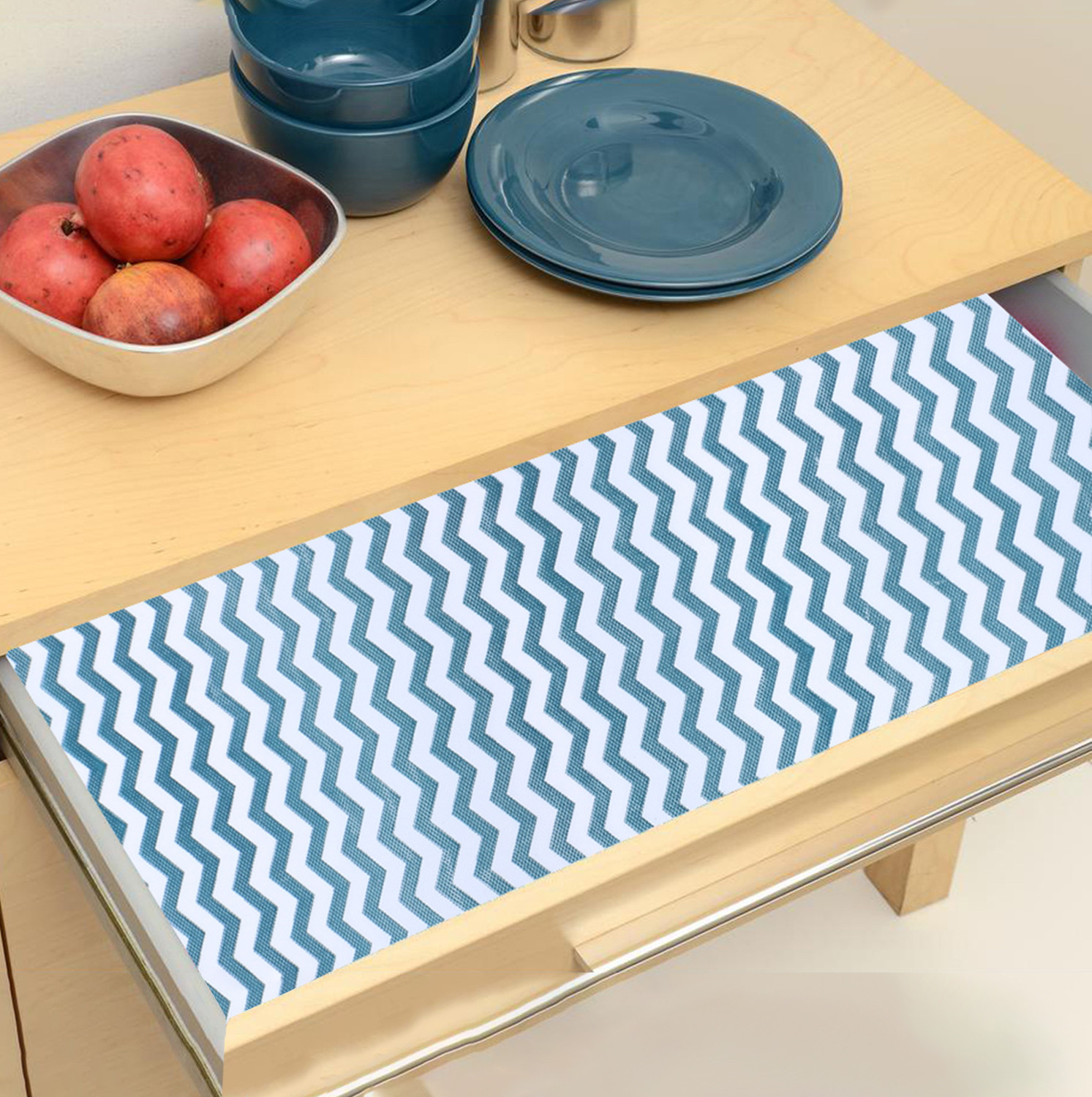 Kuber Industries Shelf Liner | EVA Kitchen Cabinet Shelf Mat | Anti-Slip Bathroom Mat | Fridge Mat | Table Mat | Zig Zag Design Wardrobe Mat | 3 Meter | Green