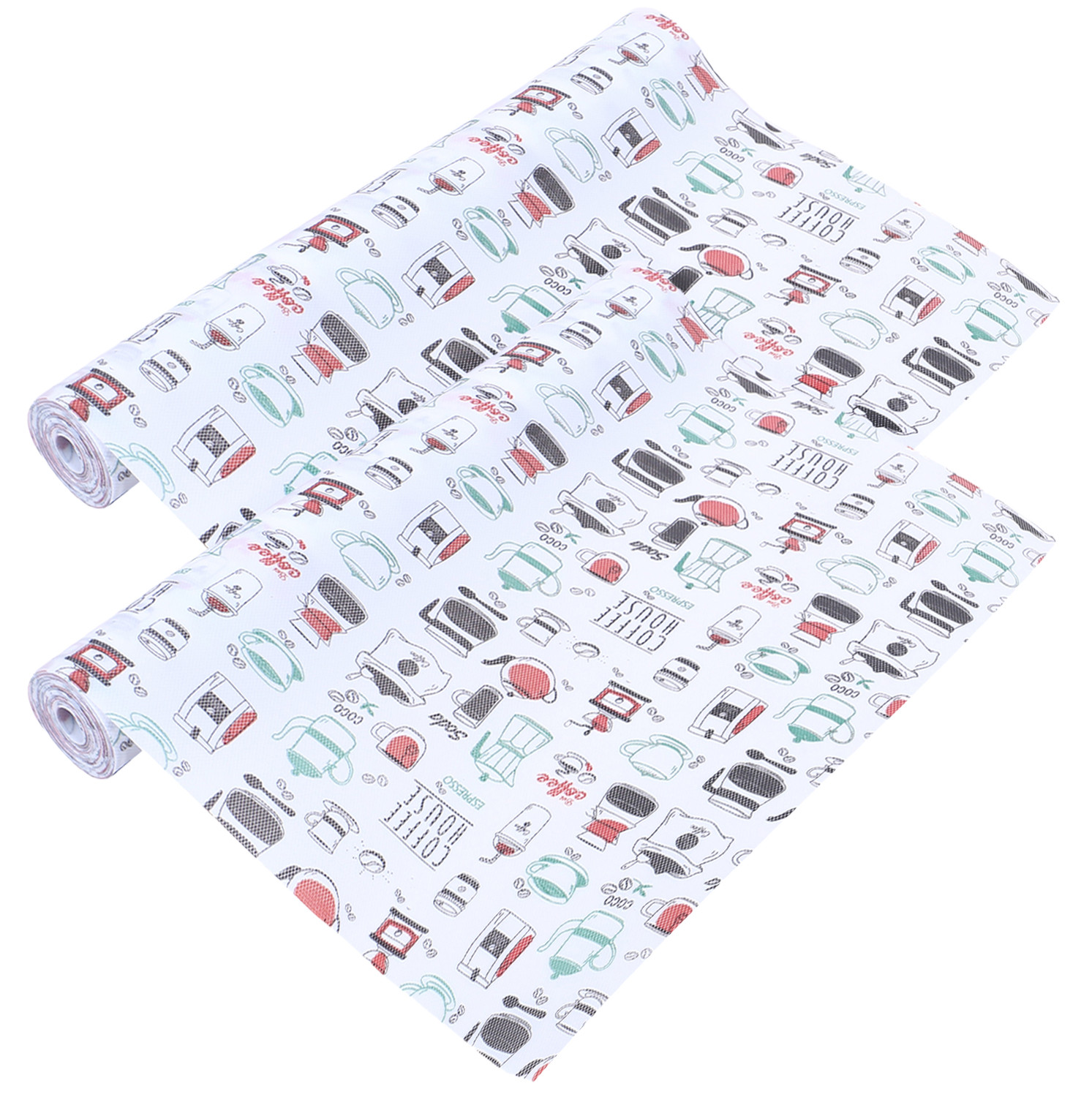 Kuber Industries Shelf Liner | EVA Kitchen Cabinet Shelf Mat | Anti-Slip Bathroom Mat | Fridge Mat | Table Mat | Coffee House Print Wardrobe Mat | 1.5 Meter | White