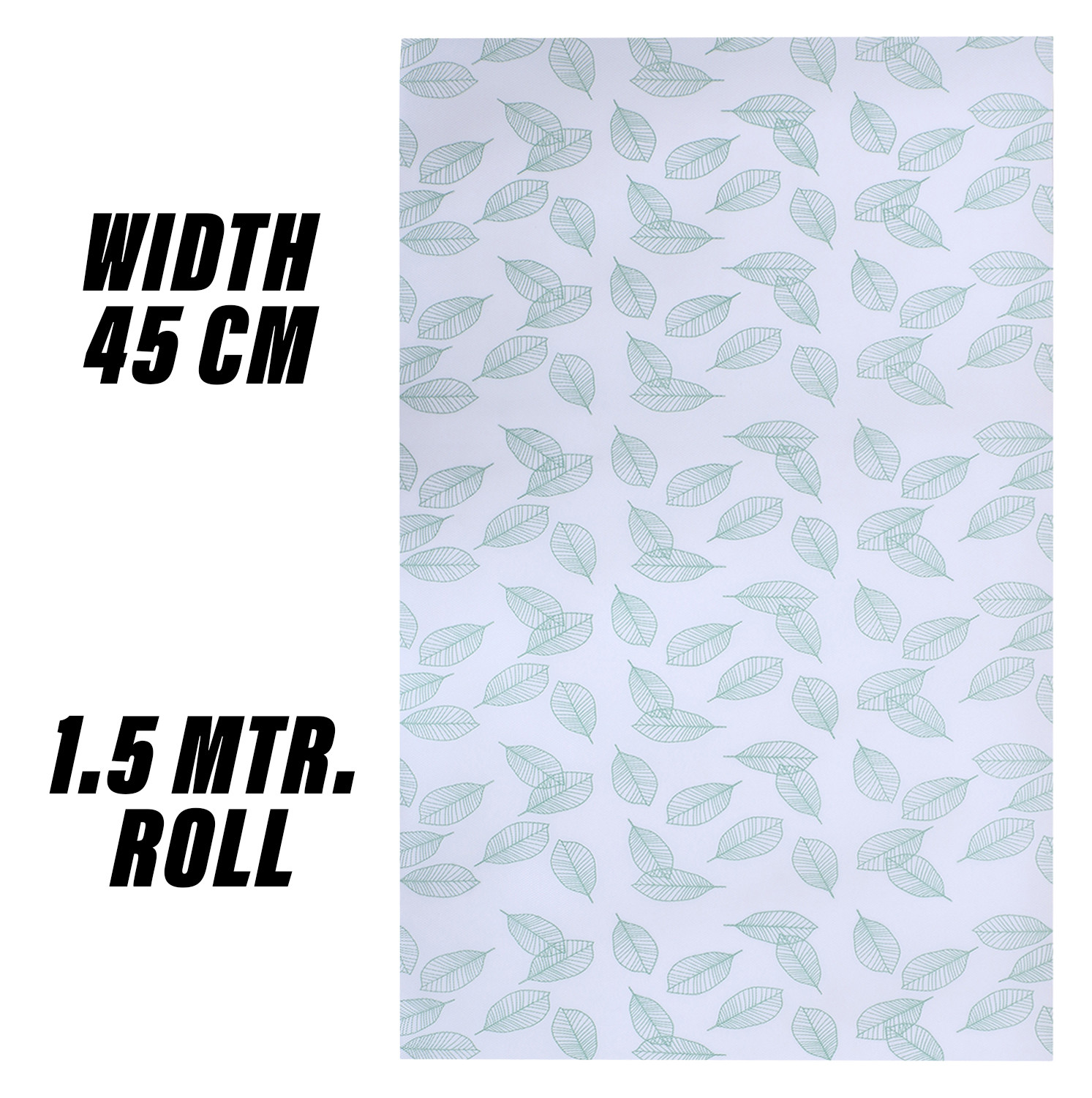 Kuber Industries Shelf Liner | EVA Kitchen Cabinet Shelf Mat | Anti-Slip Bathroom Mat | Fridge Mat | Table Mat | Green Leaf Print Wardrobe Mat | 1.5 Meter | White