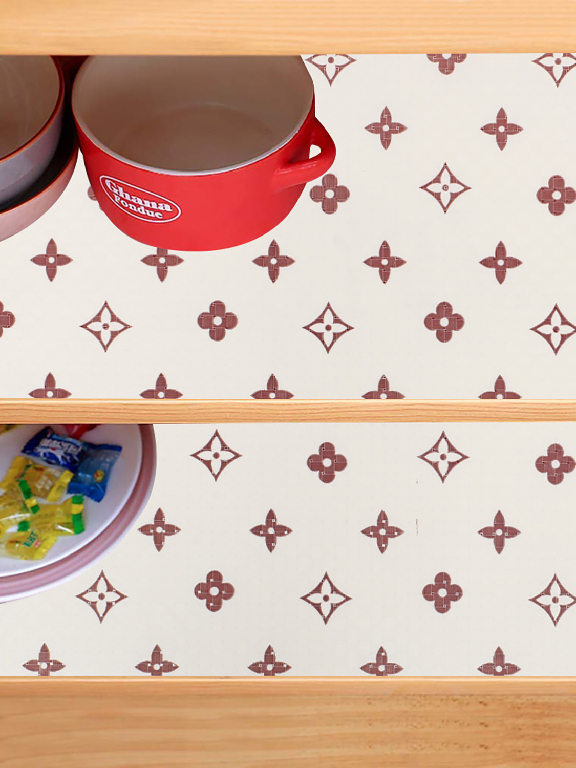 Kuber Industries Shelf Liner | EVA Kitchen Cabinet Shelf Mat | Anti-Slip Bathroom Mat | Fridge Mat | Table Mat | Star Wardrobe Mat | 5 Meter | Cream