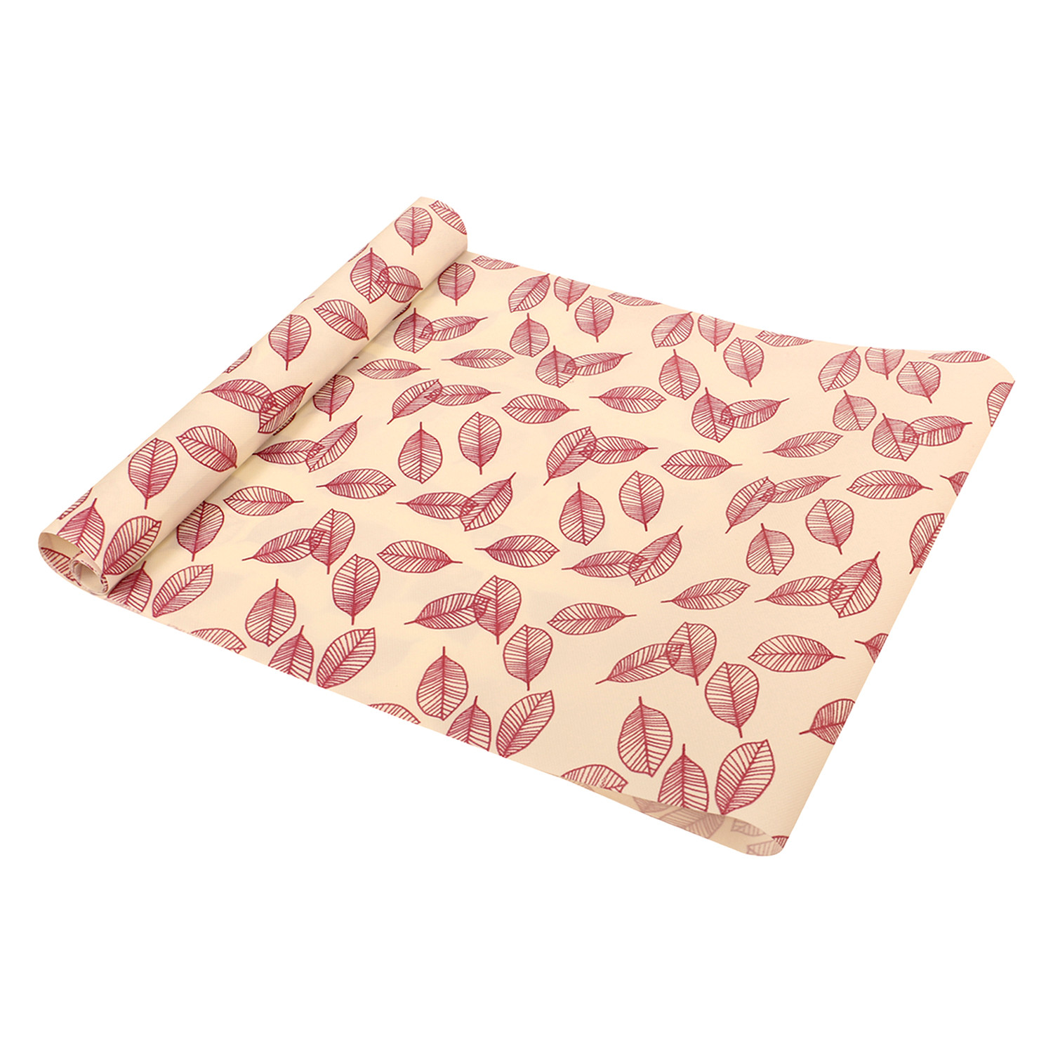 Kuber Industries Shelf Liner | EVA Kitchen Cabinet Shelf Mat | Anti-Slip Bathroom Mat | Fridge Mat | Table Mat | Pink Leaf Wardrobe Mat | 10 Meter | Cream