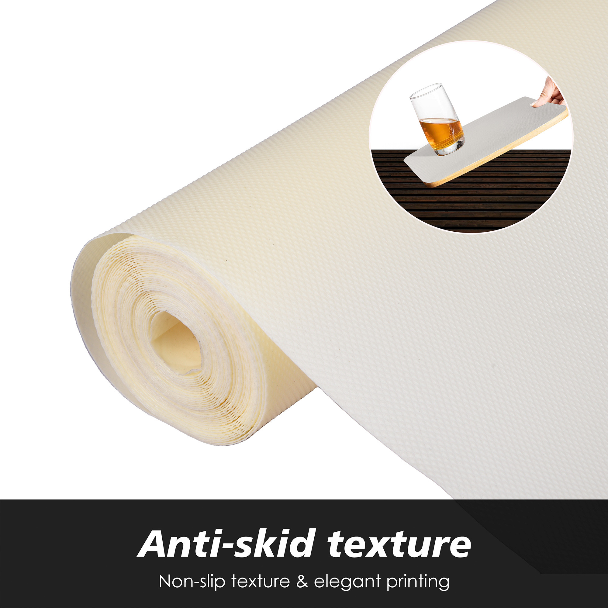 Kuber Industries Shelf Liner | EVA Kitchen Cabinet Shelf Mat | Anti-Slip Bathroom Mat | Fridge Mat | Table Placemat | Plain Wardrobe Mat | 1.5 Meter | Cream