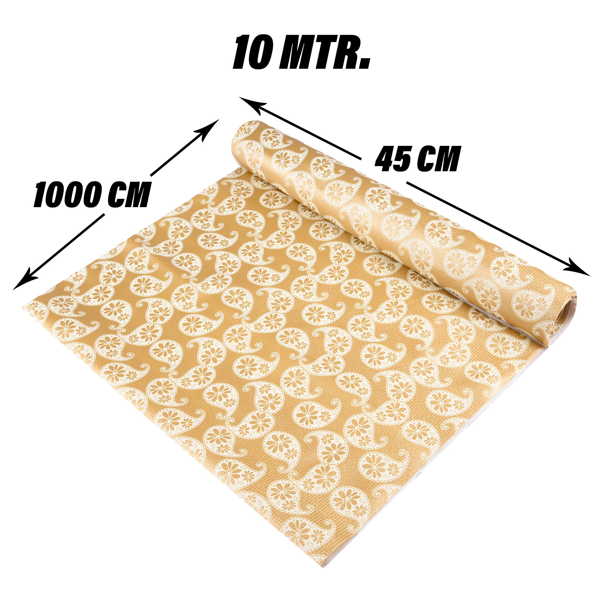 Kuber Industries Shelf Liner | Kitchen Cabinet Shelf Protector | Kitchen Liners for Cabinets and Drawers | Drawer Liner Mat | Carry Shelf Liner Cabinet Mat | 10 MTR | Golden