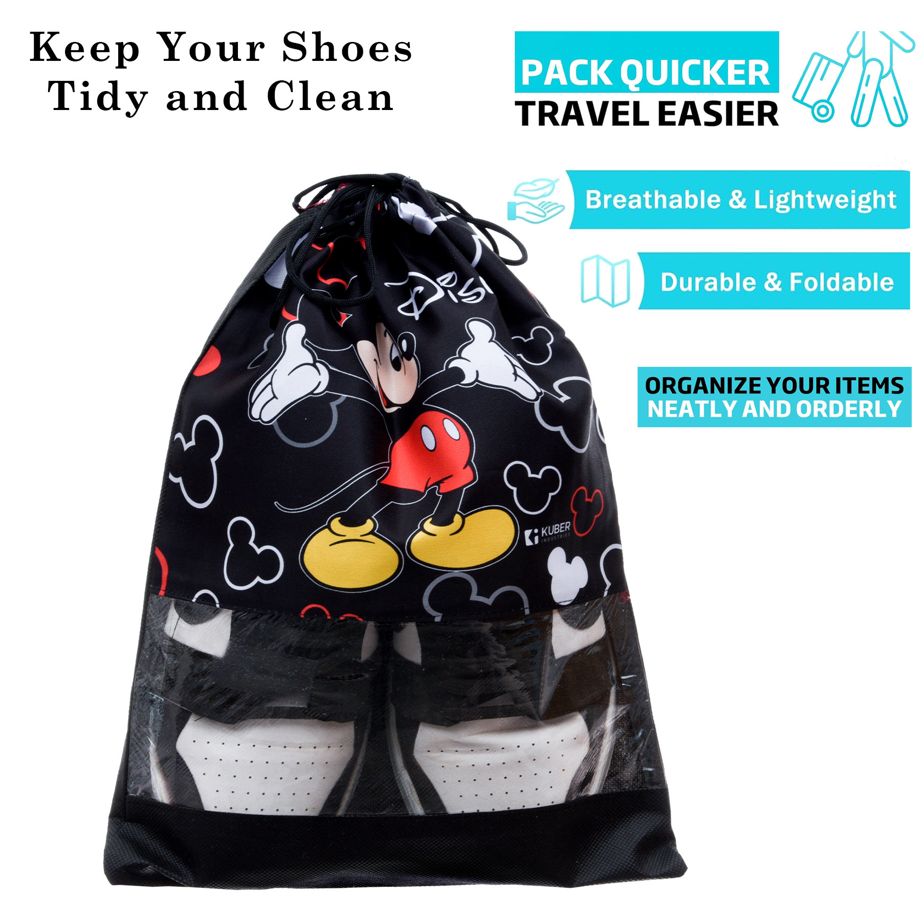 Kuber Industries Shoe Cover | Travel Shoe Storage Bags | Polyester Storage Bag | Drawstring Shoe Cover | Shoe Organizer with Clear window |Multi