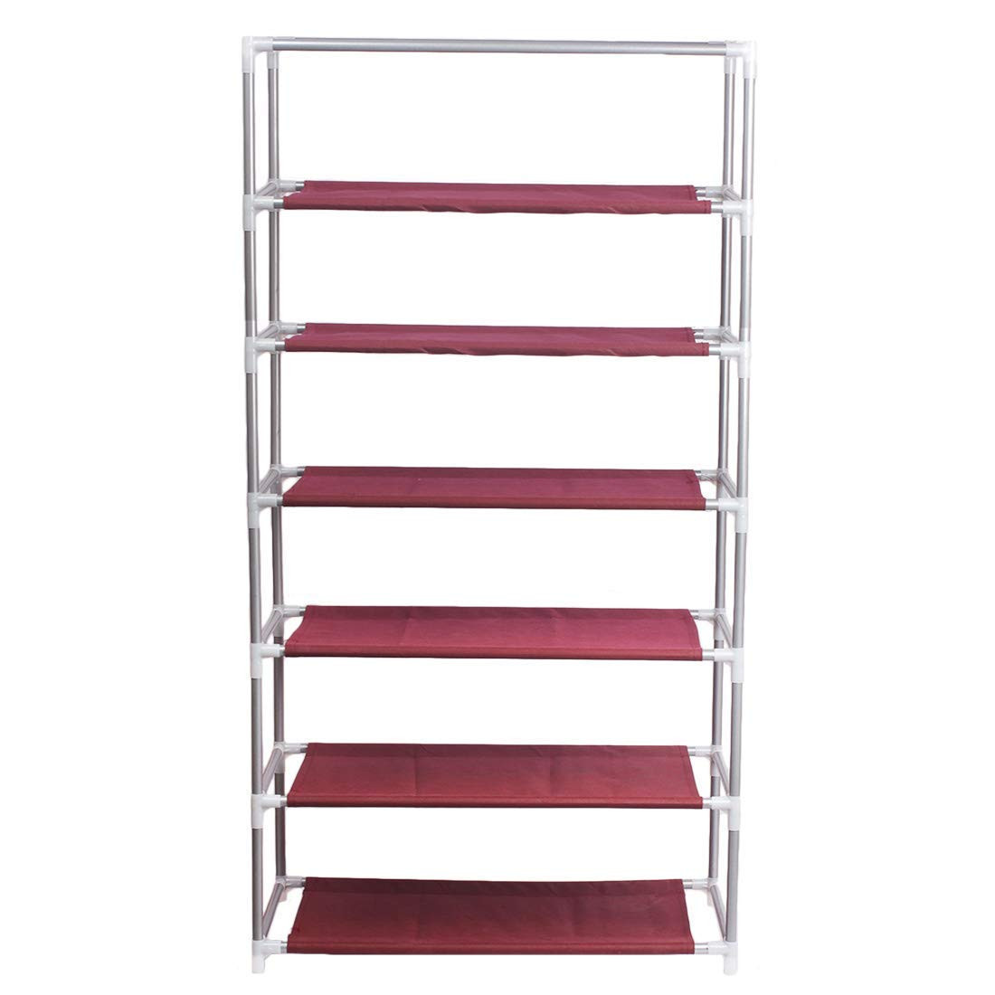 Kuber Industries Shoe Rack|Non-Woven 6 Shelves Shelf|Foldable Storage Rack Organizer for Shoe, Books (Maroon)