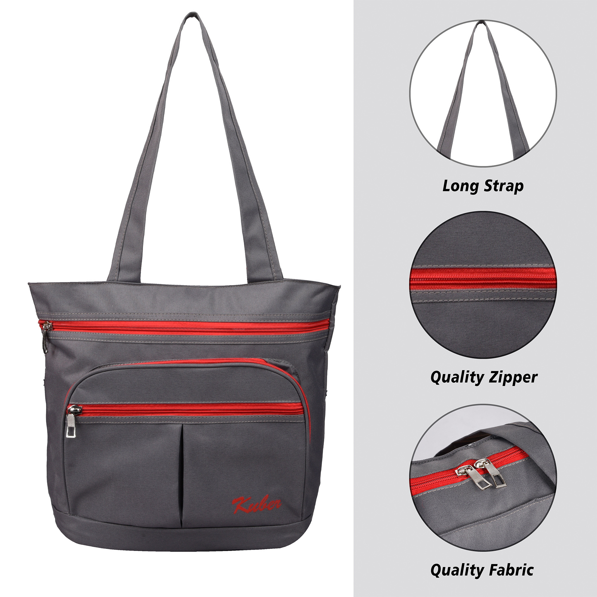 Kuber Industries Shopping Bag | Grocery Handbag | 4 Compartment Shopping Bag | Grocery Bag for Shopping | Vegetable Bag | Shoulder Bag with Handle | Gray