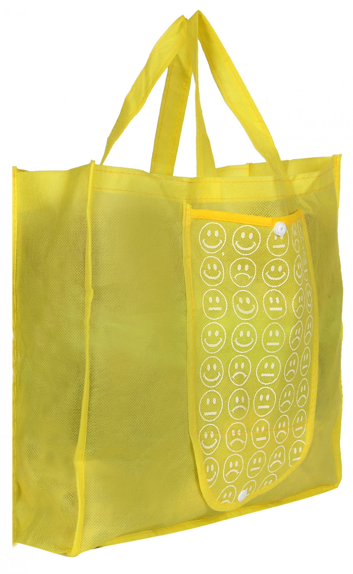 Kuber Industries Shopping Grocery Bags Foldable, Washable Grocery Tote Bag with One Small Pocket, Eco-Friendly Purse Bag Fits in Pocket Waterproof & Lightweight (Orange & Yellow)