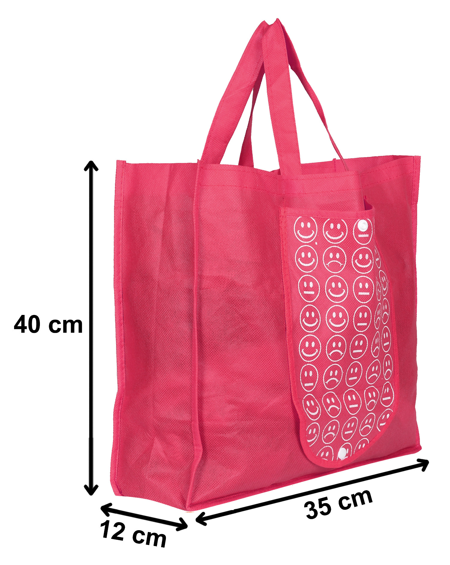 Kuber Industries Shopping Grocery Bags Foldable, Washable Grocery Tote Bag with One Small Pocket, Eco-Friendly Purse Bag Fits in Pocket Waterproof & Lightweight (Pink & Red)