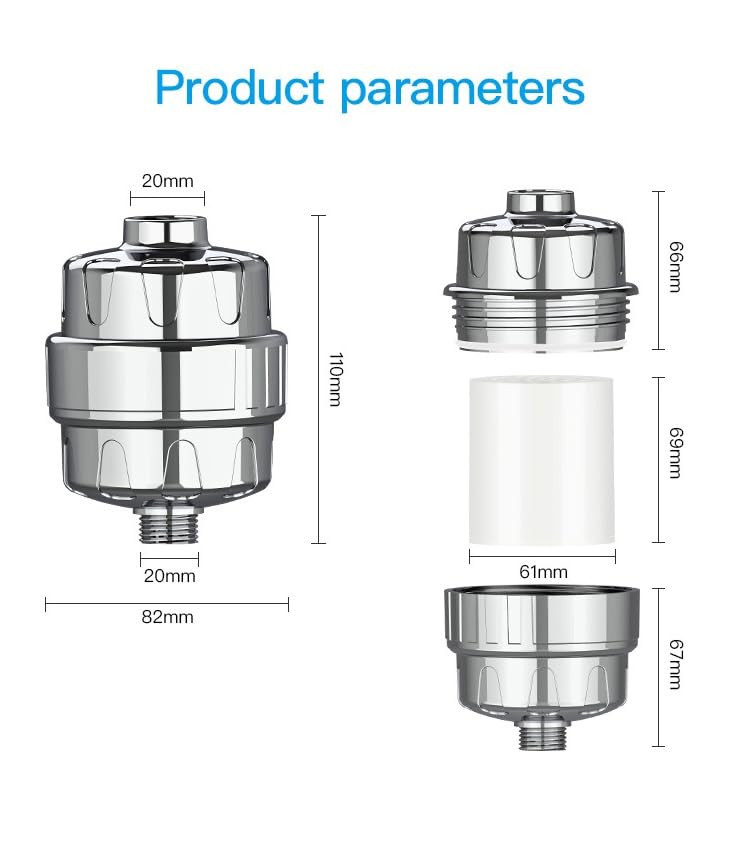 Kuber Industries Shower Filter Element | Steel Shower Filter for Hard Water | 9 In 1 Hard Water Filter for Chlorine Removal | 15 Stages Compound Filter Set | W3015 | Silver