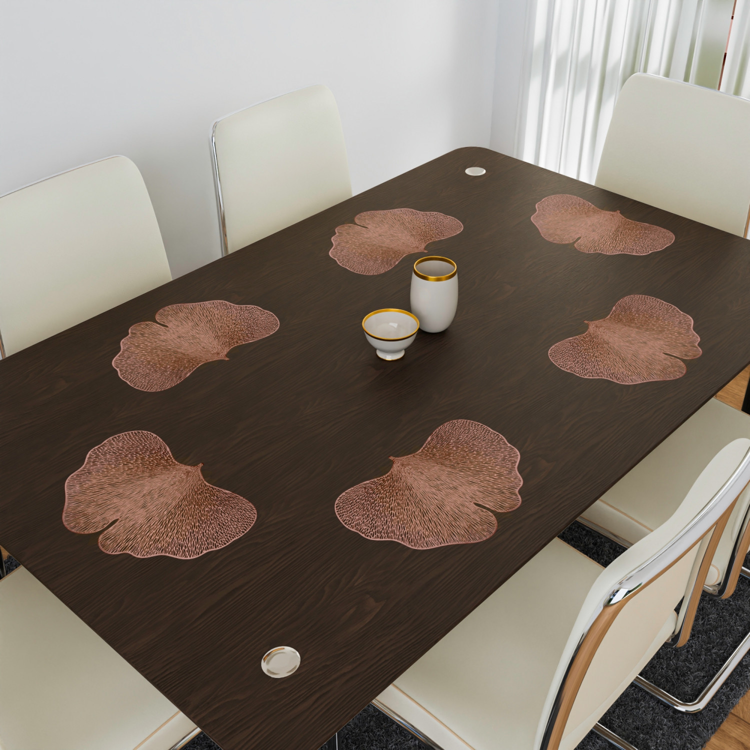 Kuber Industries Side Table Mats | Table Mat For Bedroom | Bed-Side Table Mat | Center Table Mat | Table Dining Mat | Table Runner Mat | Butterfly Shape | 2 Piece Set | Copper
