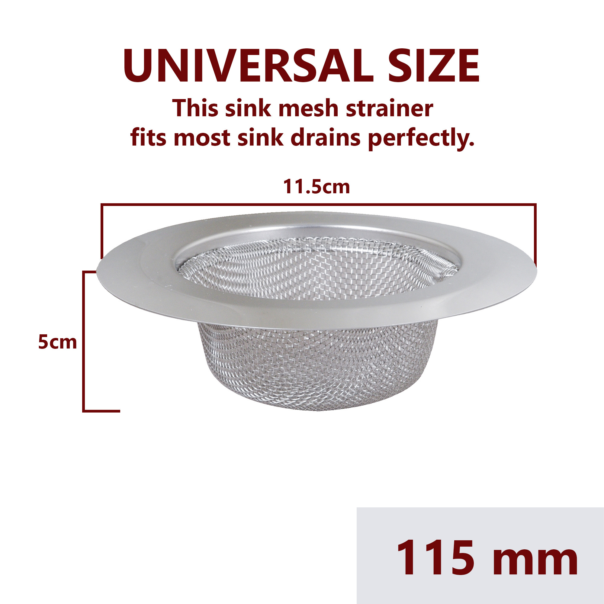 Kuber Industries Sink Strainer | Kitchen Sink Strainer | Sink Drain Strainer | Drain Catcher for Bathroom | Mesh Drain Deep Filter for Kitchen | Sink Round Patli Jali | 115 mm | Silver