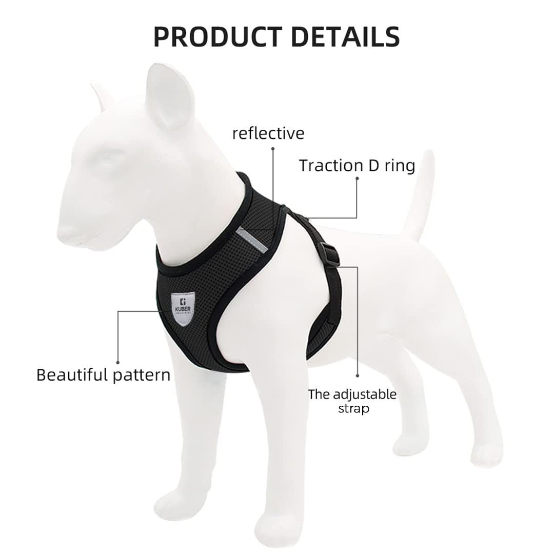 Kuber Industries Small Dog/Cat Chest Harness with Nylon Leash I No Pull, Soft Padded and Breathable Pet Vest I Adjustable, Reflective I Easy Control Pet Chest Belt I (XX-Small,Black)