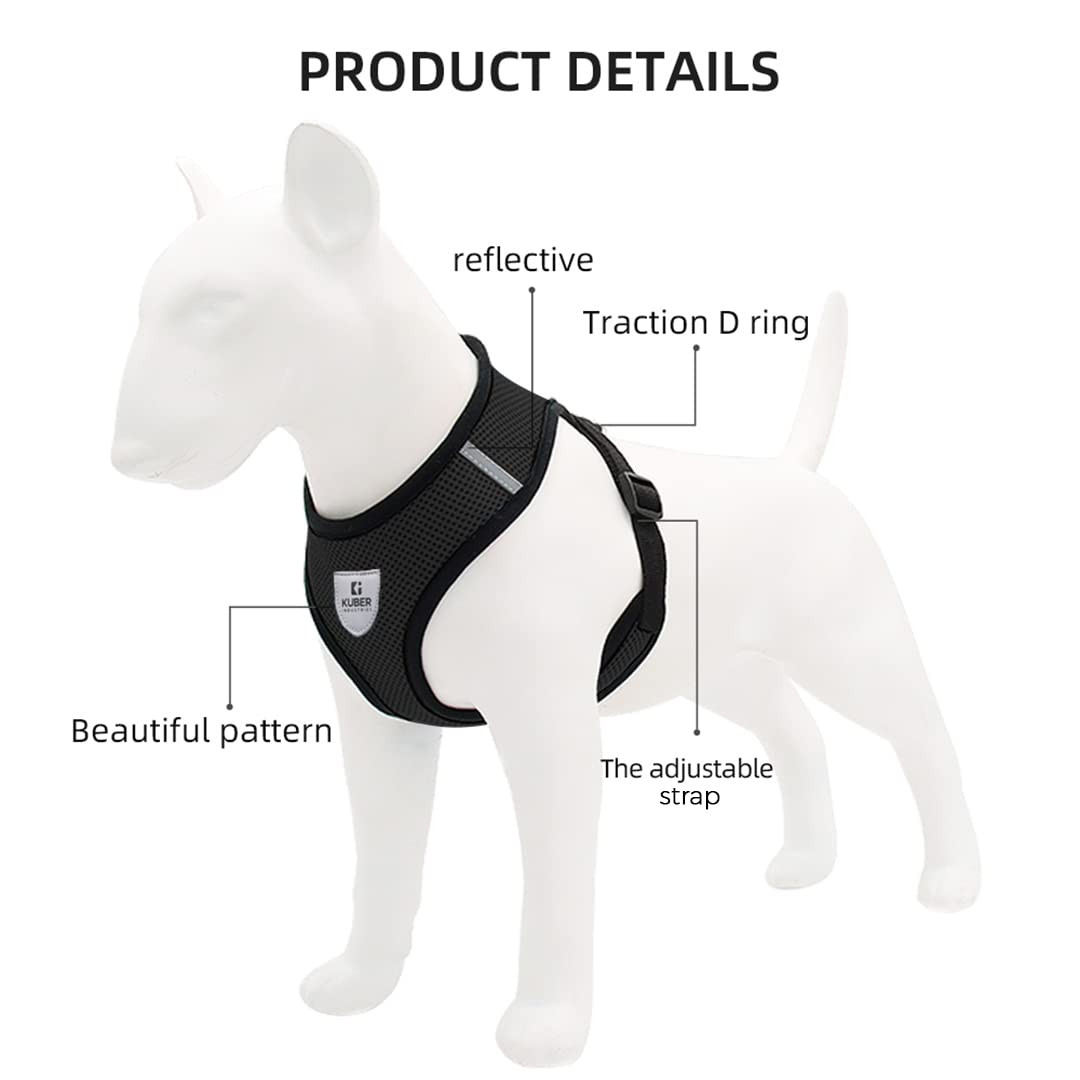 Kuber Industries Small Dog/Cat Chest Harness with Nylon Leash I No Pull, Soft Padded and Breathable Pet Vest I Adjustable, Reflective I Easy Control Pet Chest Belt I (X-Small,Black)