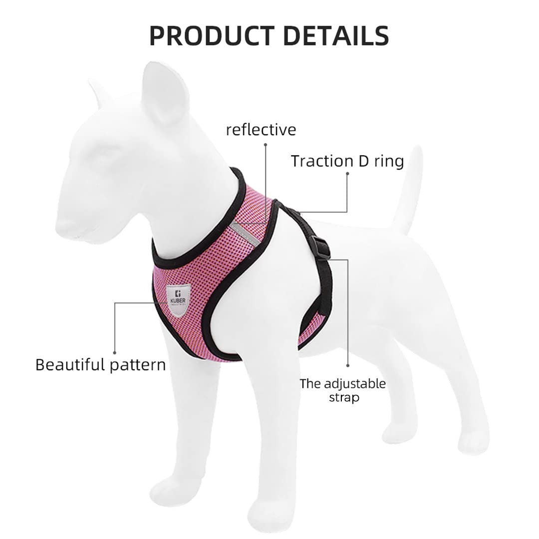 Kuber Industries Small Dog/Cat Chest Harness with Nylon Leash I No Pull, Soft Padded and Breathable Pet Vest I Adjustable, Reflective I Easy Control Pet Chest Belt I (XX-Small,Pink)