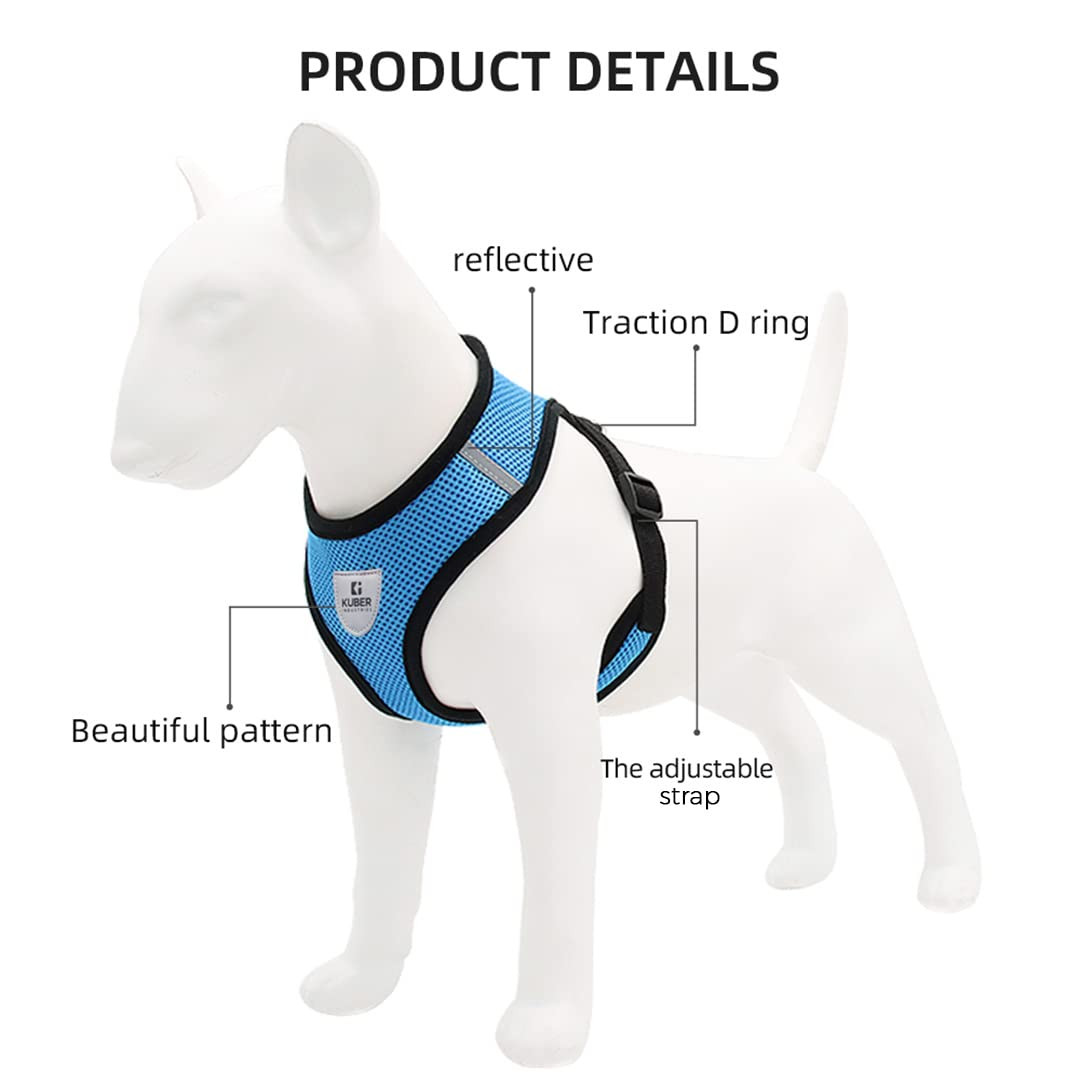 Kuber Industries Small Dog/Cat Chest Harness with Nylon Leash I No Pull, Soft Padded and Breathable Pet Vest I Adjustable, Reflective I Easy Control Pet Chest Belt I (XX-Small,Blue)