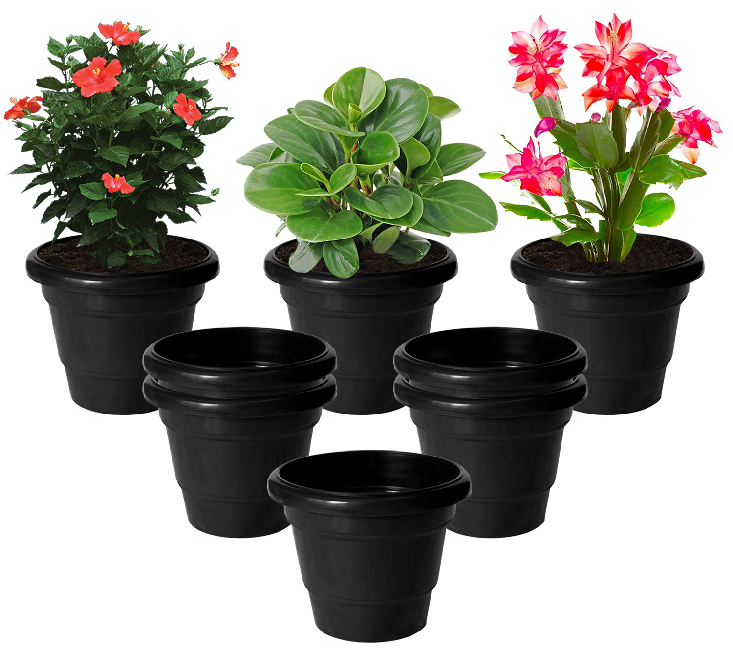 Kuber Industries Solid 2 Layered Plastic Flower Pot|Gamla For Home Decor,Nursery,Balcony,Garden,6