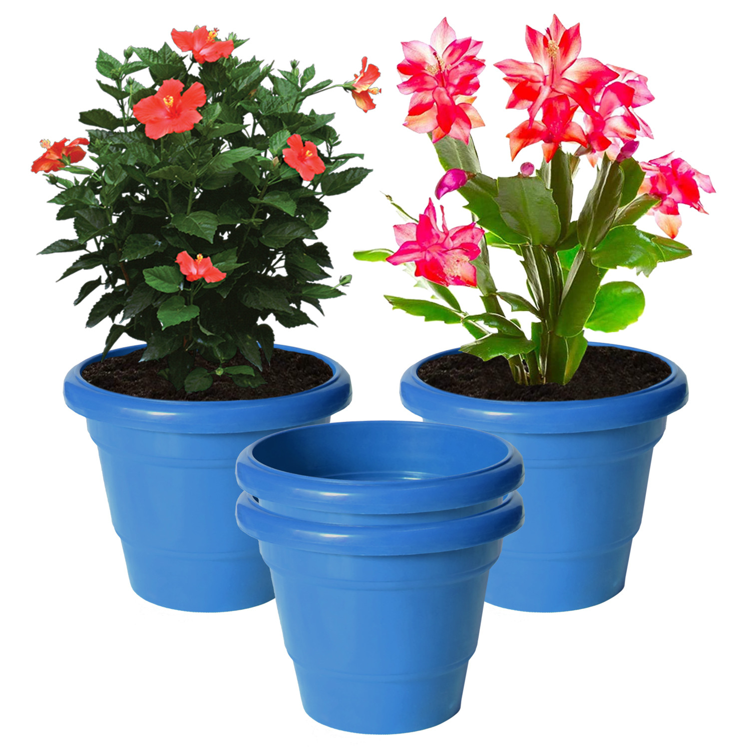 Kuber Industries Solid 2 Layered Plastic Flower Pot|Gamla For Home Decor,Nursery,Balcony,Garden,6